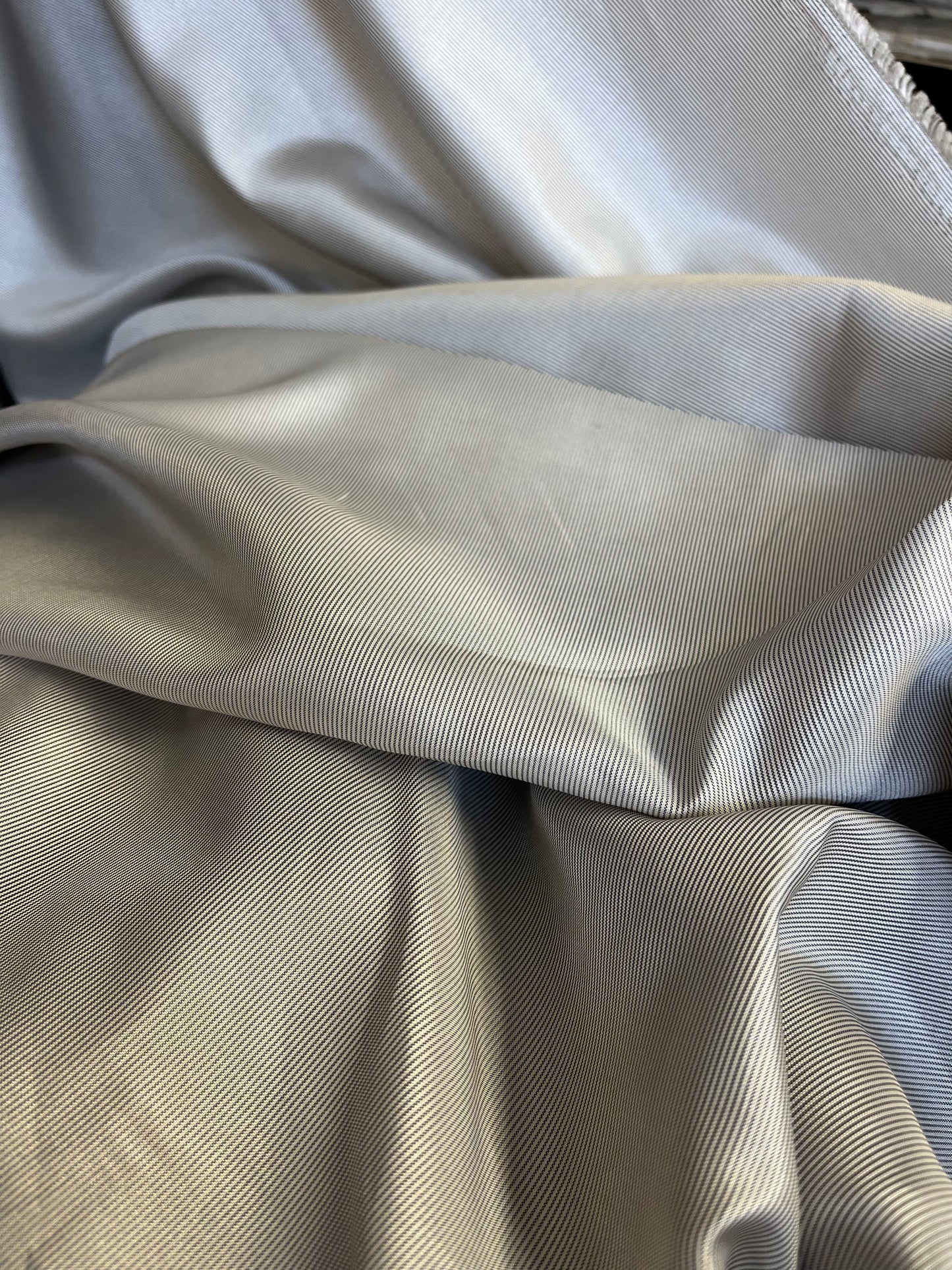 44" Japanese Small Stripe Print Poly Lining - Off-White & Grey (Copy)