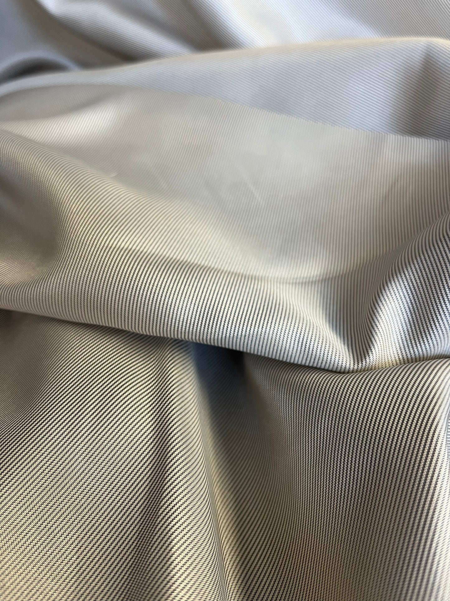 44" Japanese Small Stripe Print Poly Lining - Off-White & Grey (Copy)