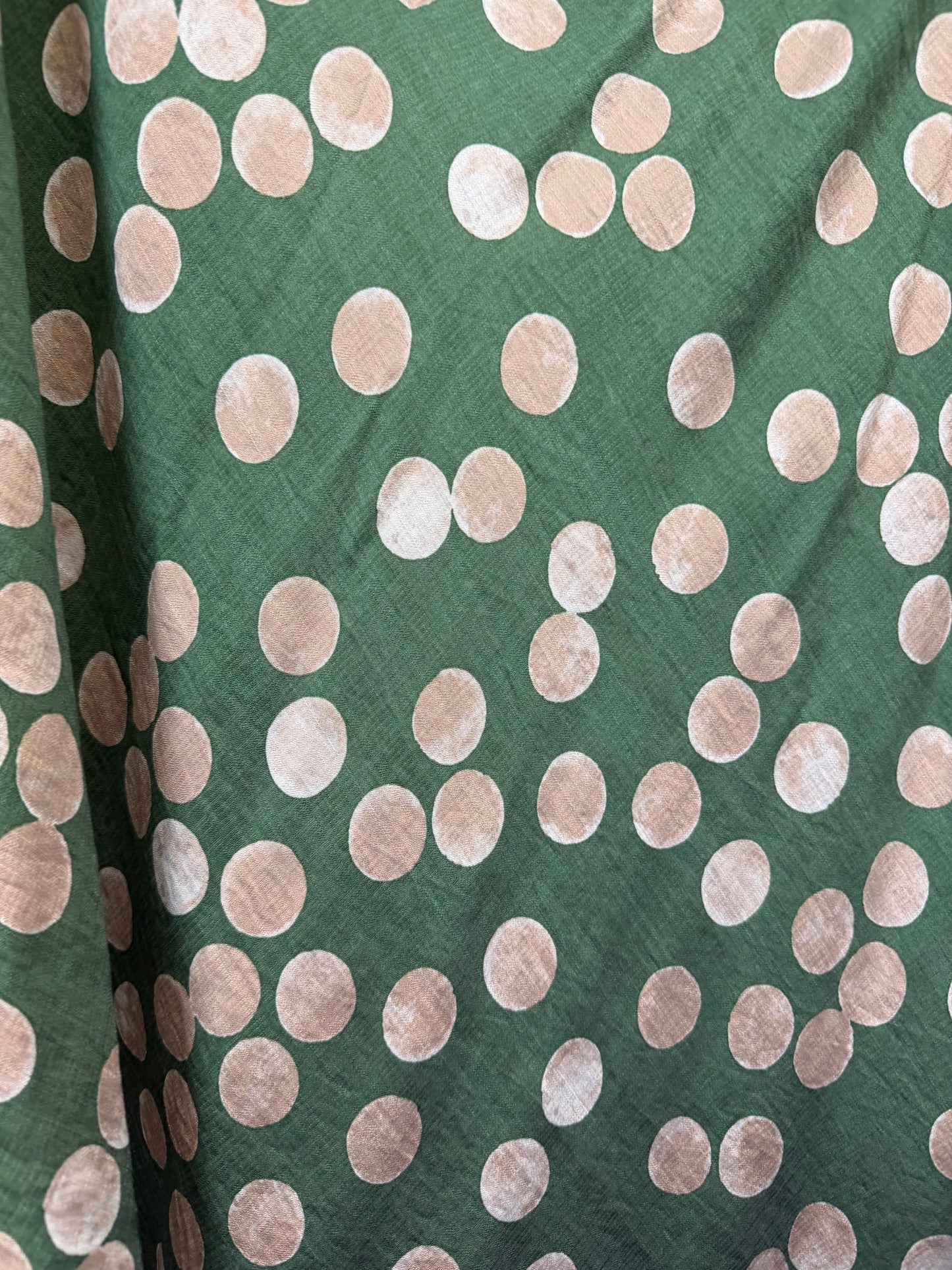 Printed Polka Dot Cotton - Green & Ivory
