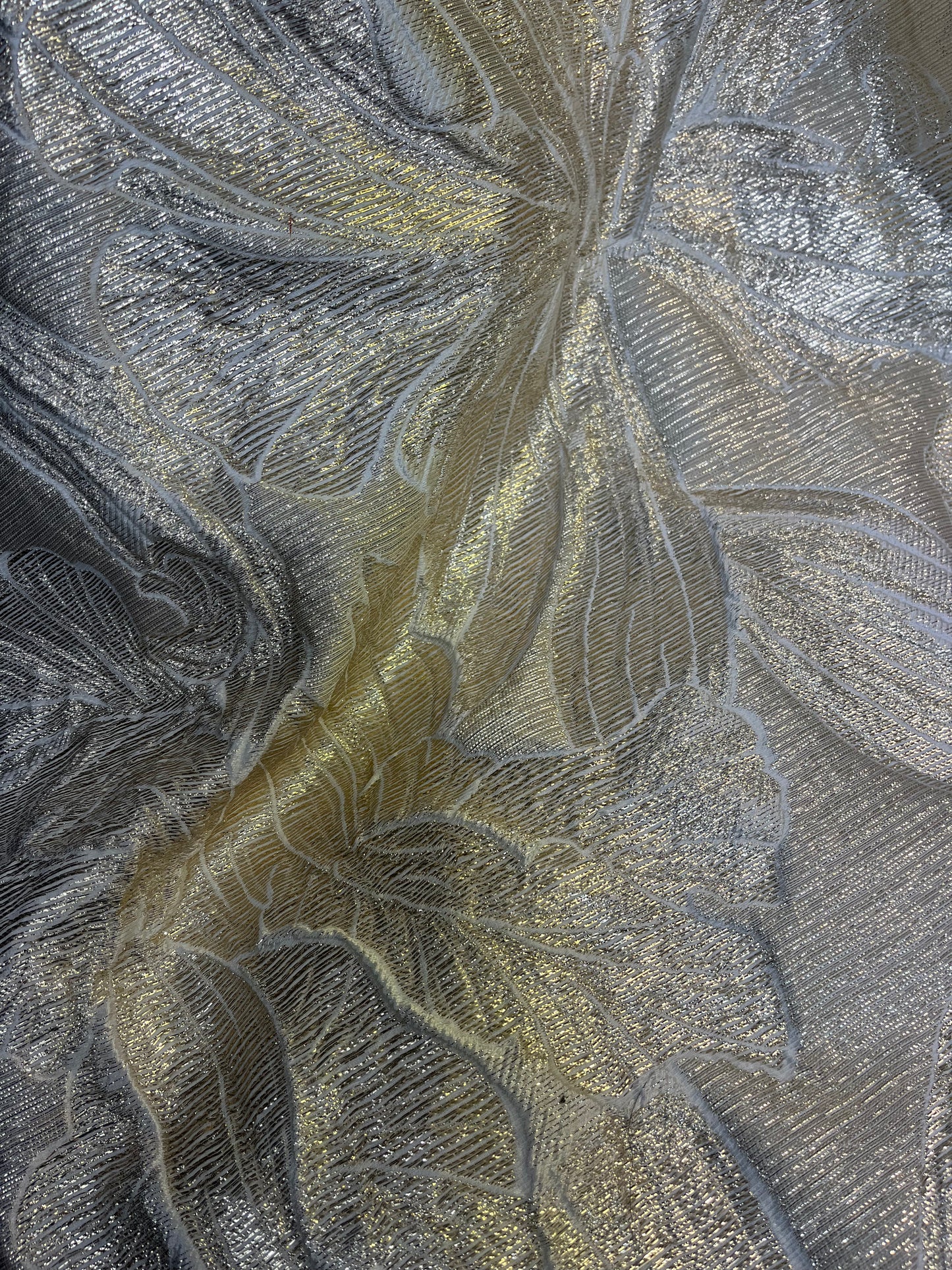 Designer Large Floral Brocade - Ivory & Gold