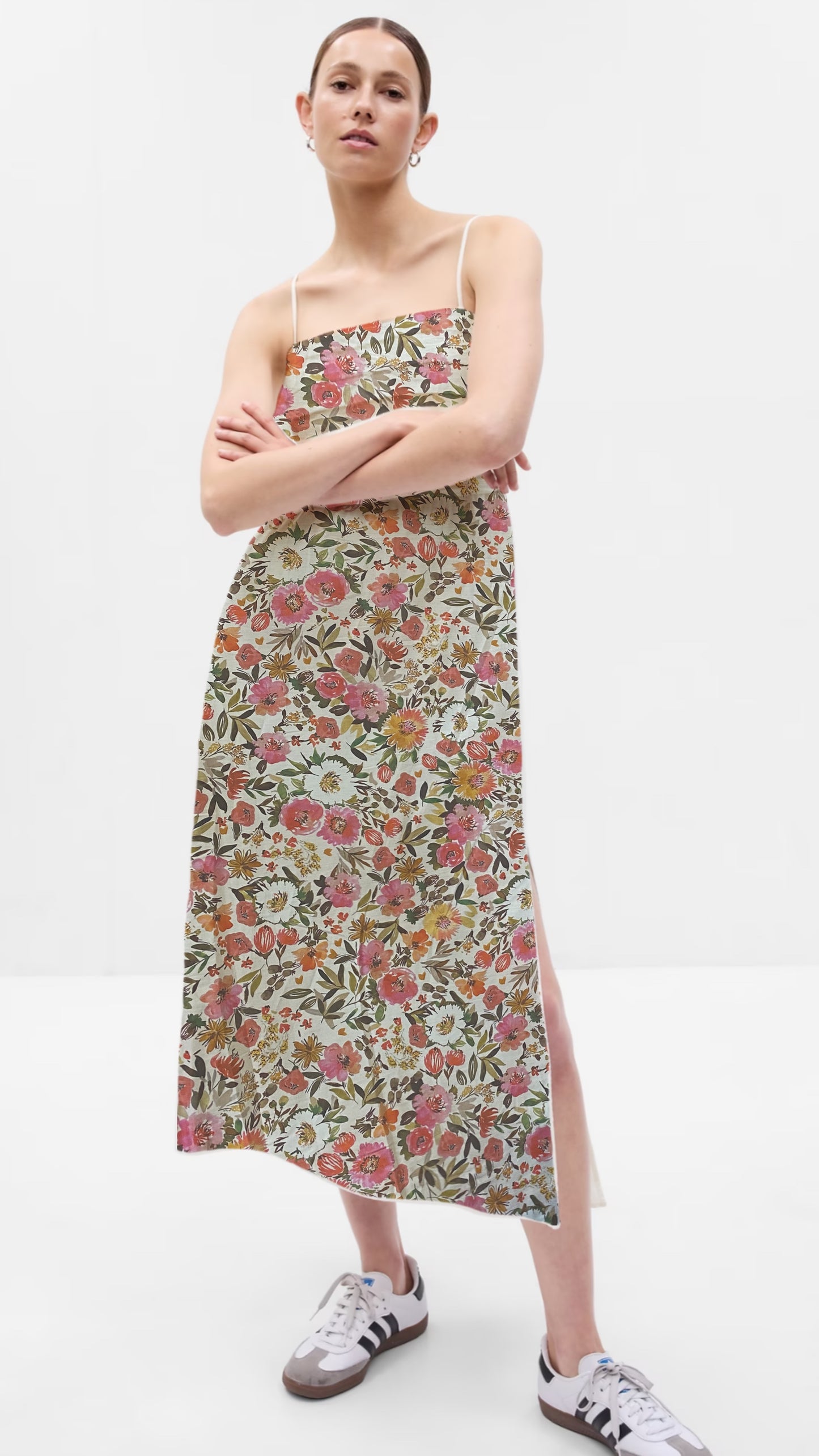 Italian Cotton Print - Watercolor Polka Dot - White & Blue