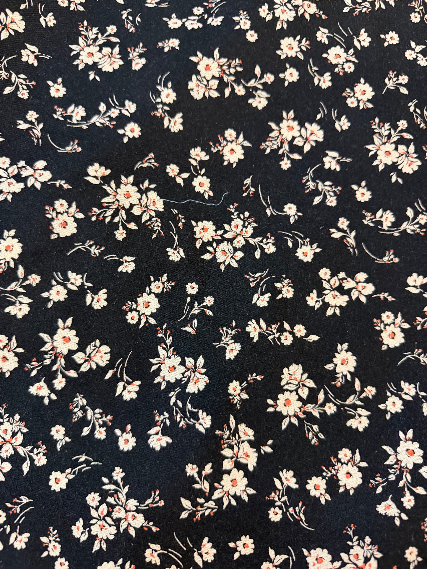 Ditsy Floral Printed Cotton - Black, Beige & Peach