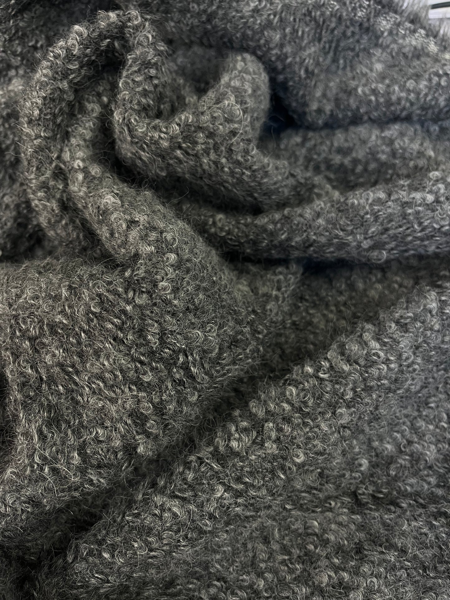 Italian Curly Textured Wool Boucle - Grey