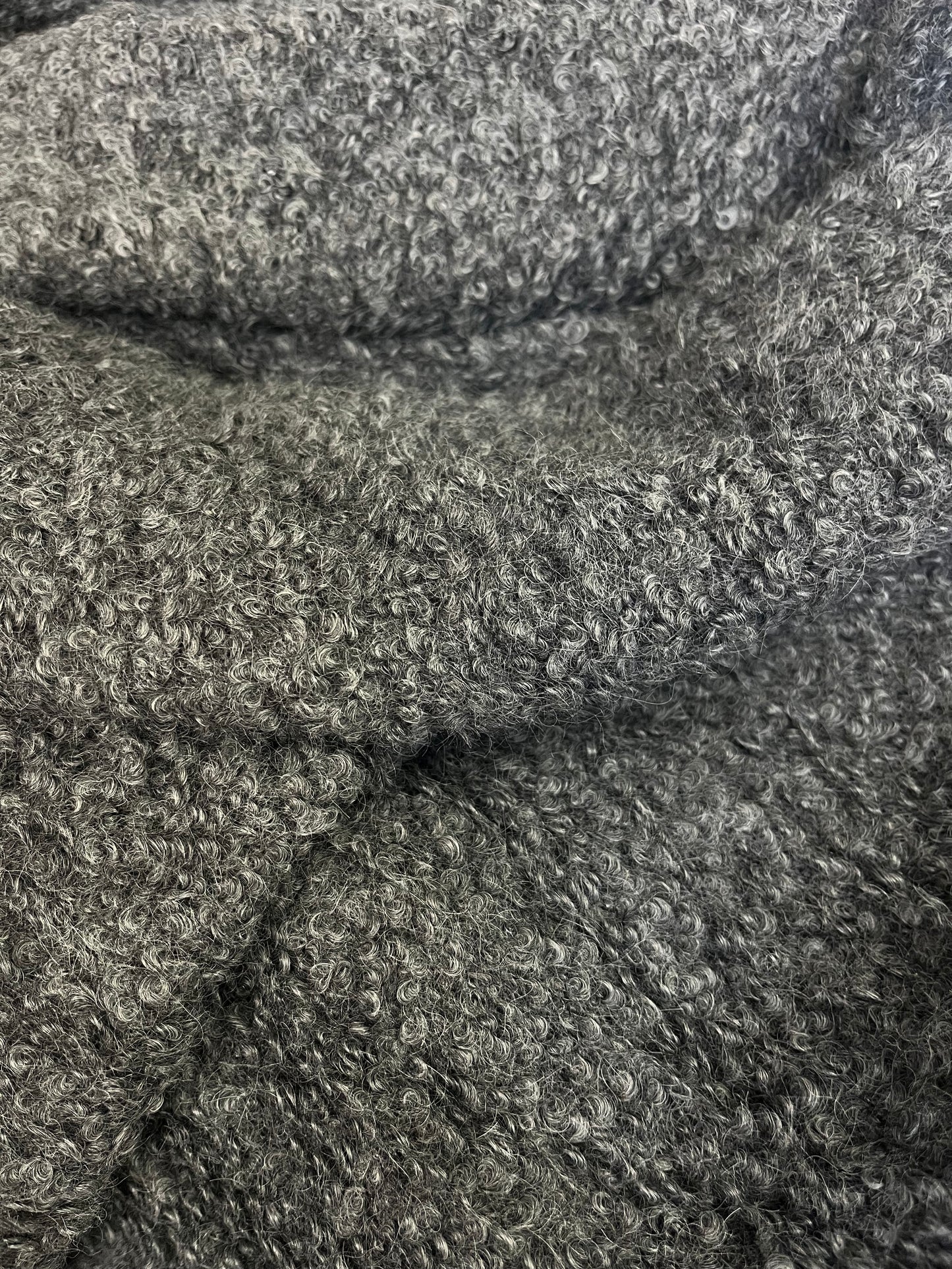 Italian Curly Textured Wool Boucle - Grey