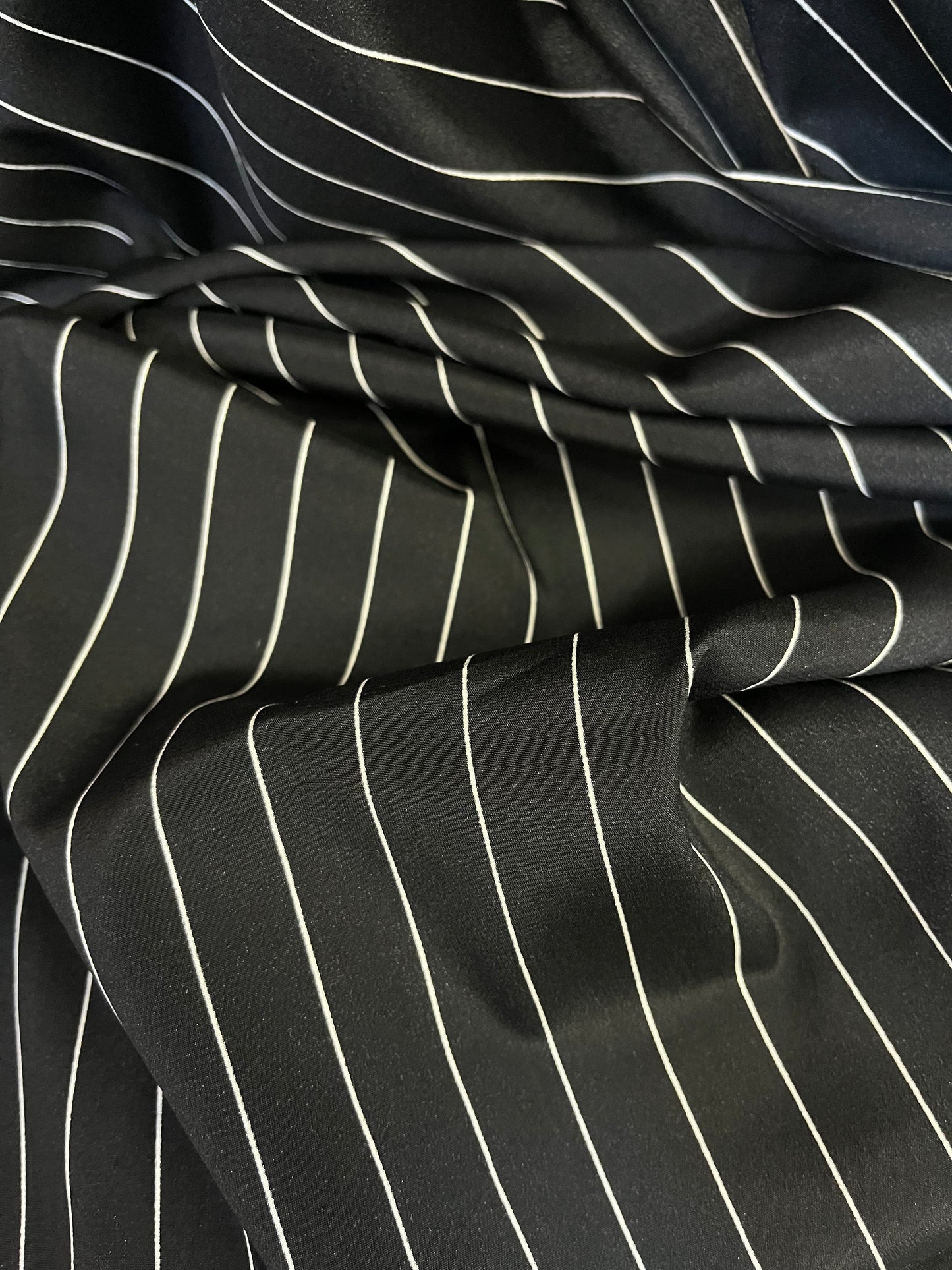 Stripe Stretch Crepe de Chine - Black & White