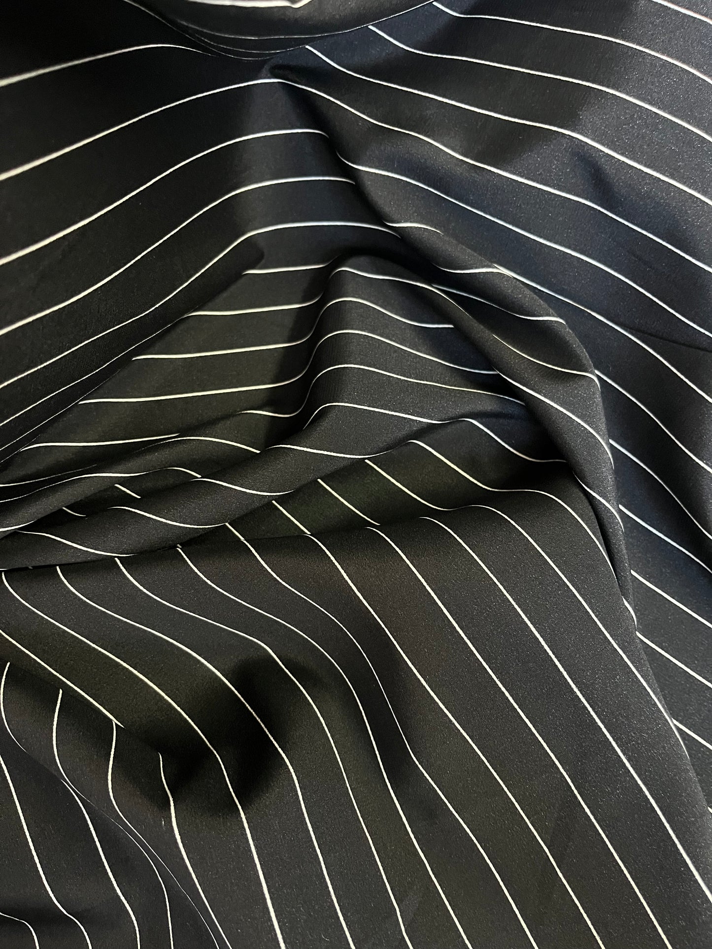 Stripe Stretch Crepe de Chine - Black & White