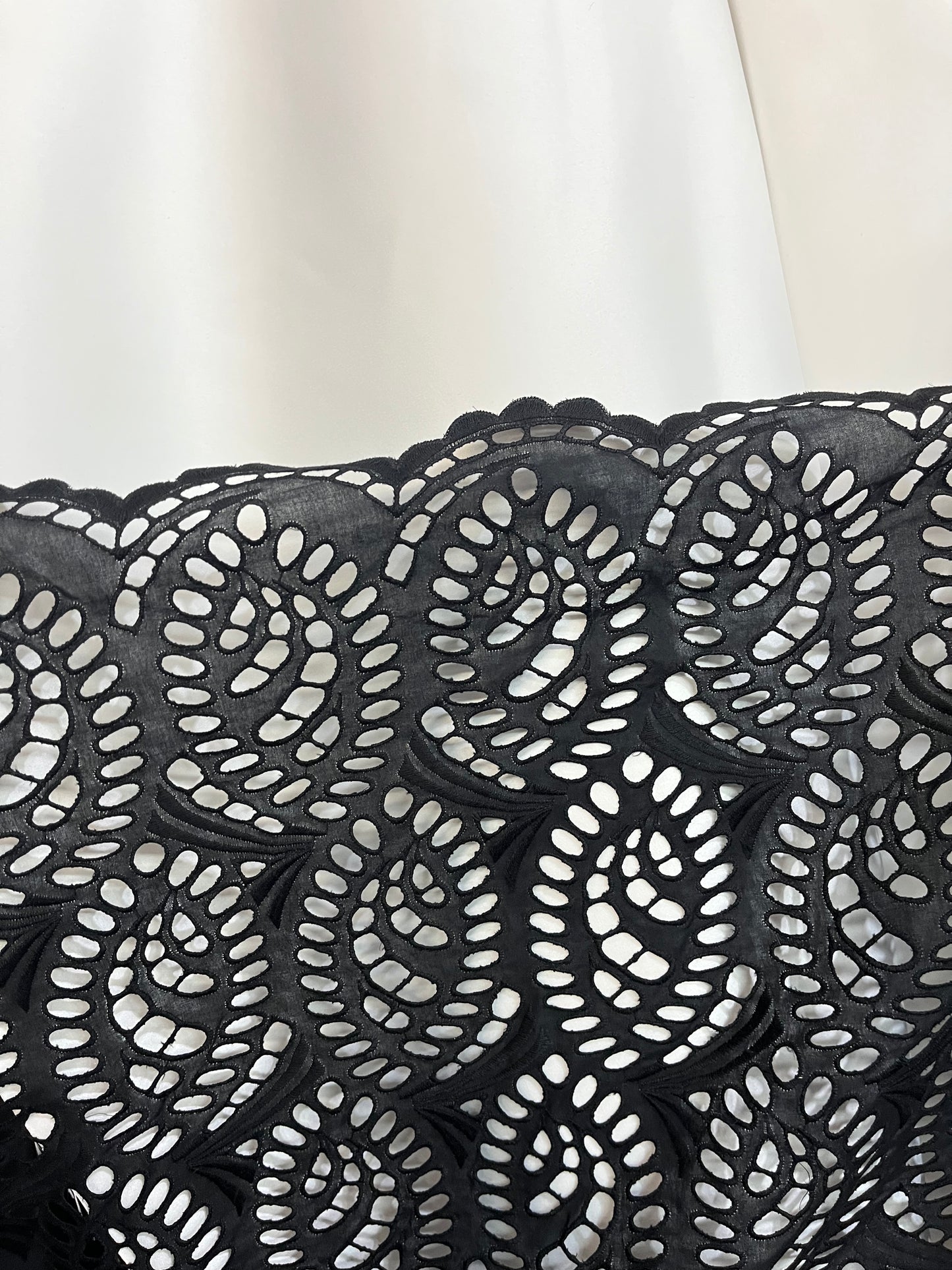 Paisley Eyelet Embroidered Cotton - Black