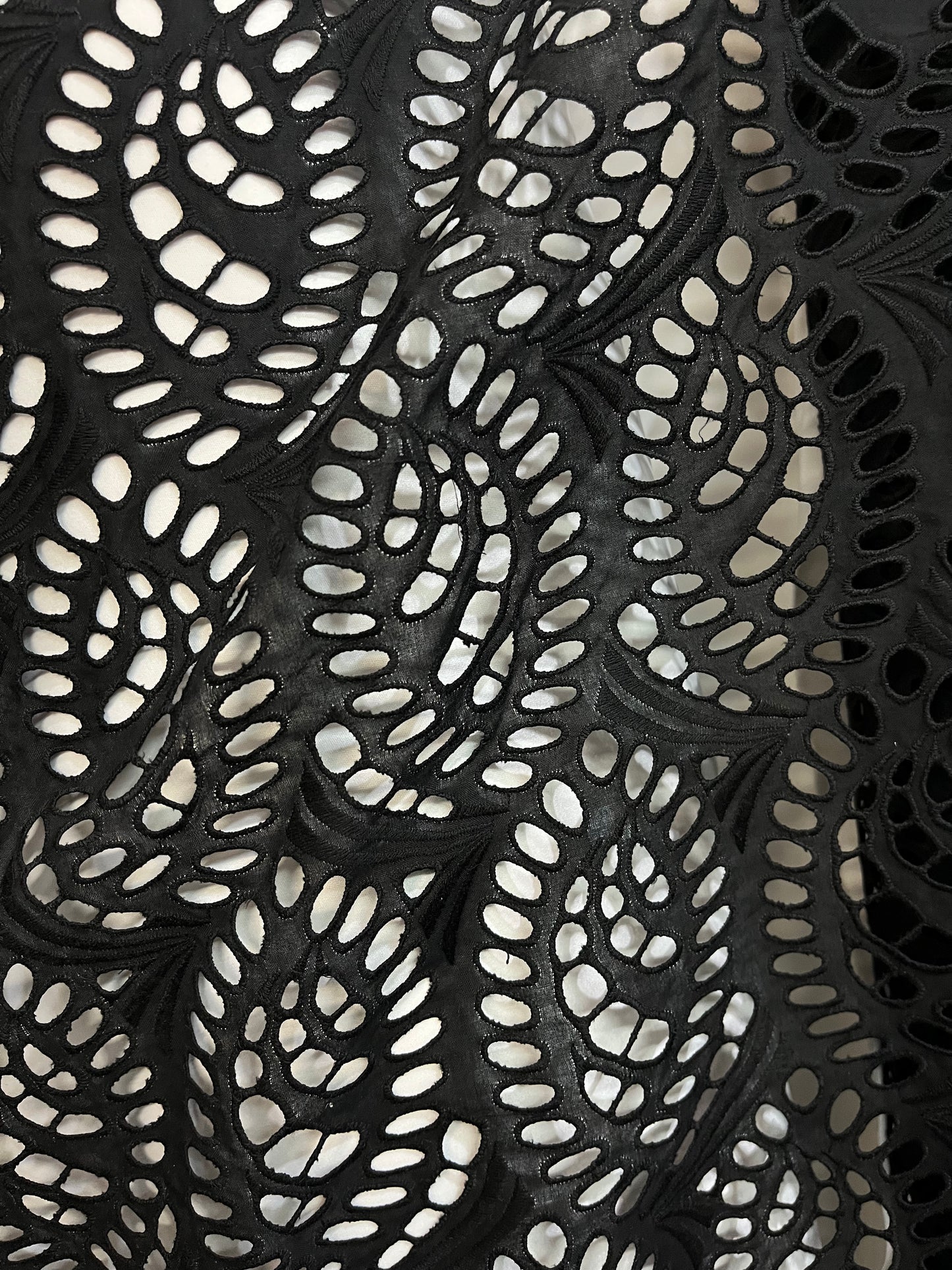Paisley Eyelet Embroidered Cotton - Black