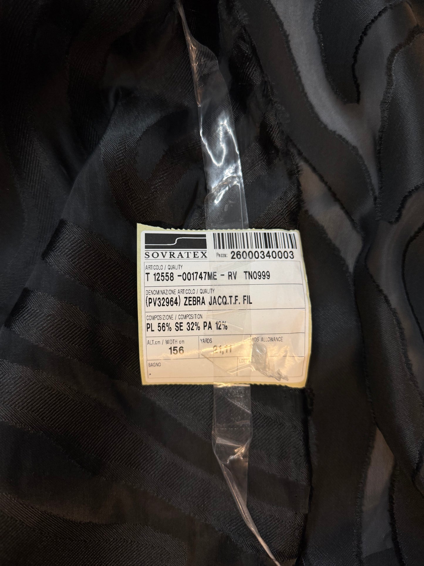 Silk Blend Organza Jacquard - Black Zebra