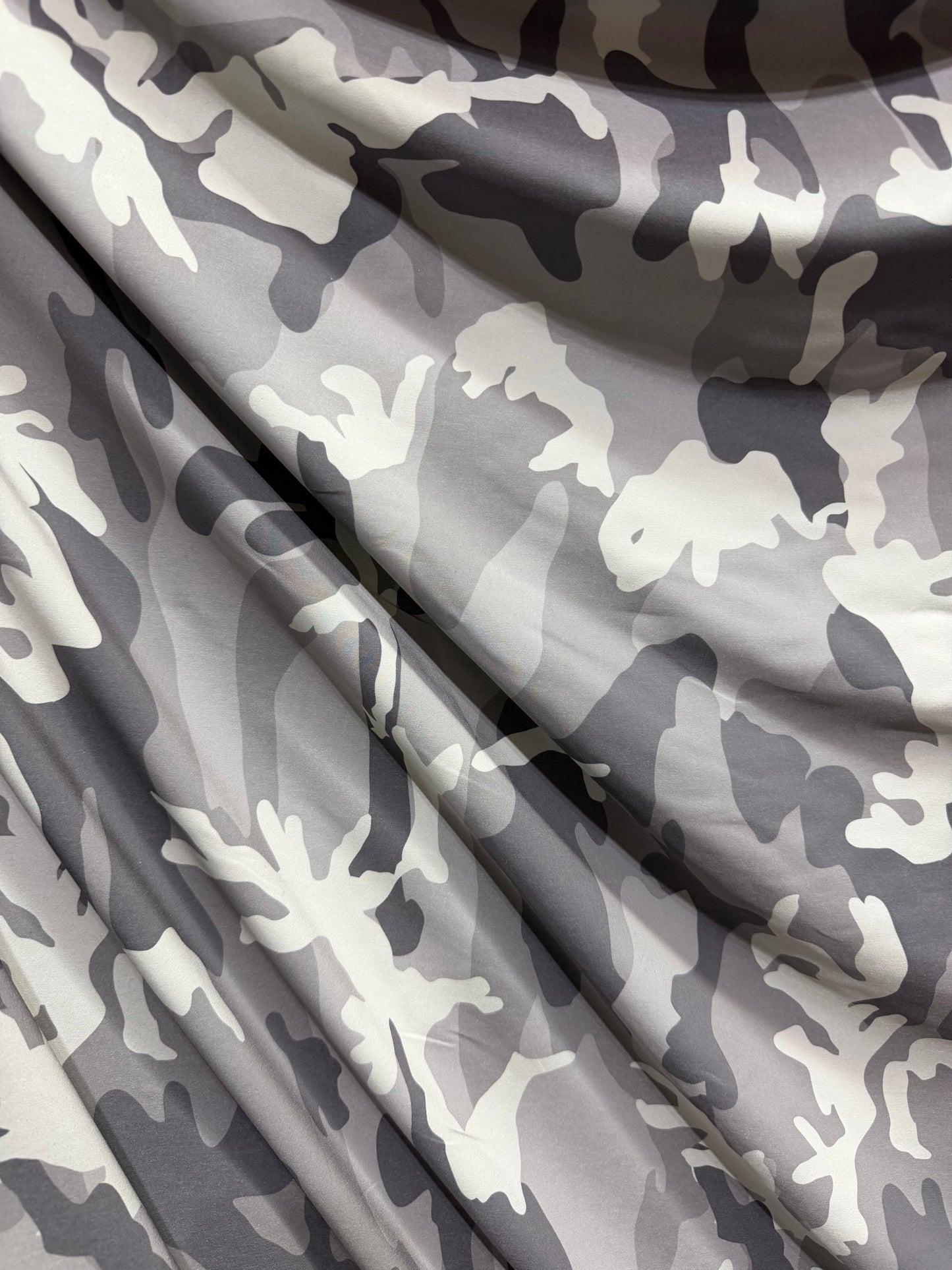 Greyscale Camo Stretch Print - Rayon Spandex