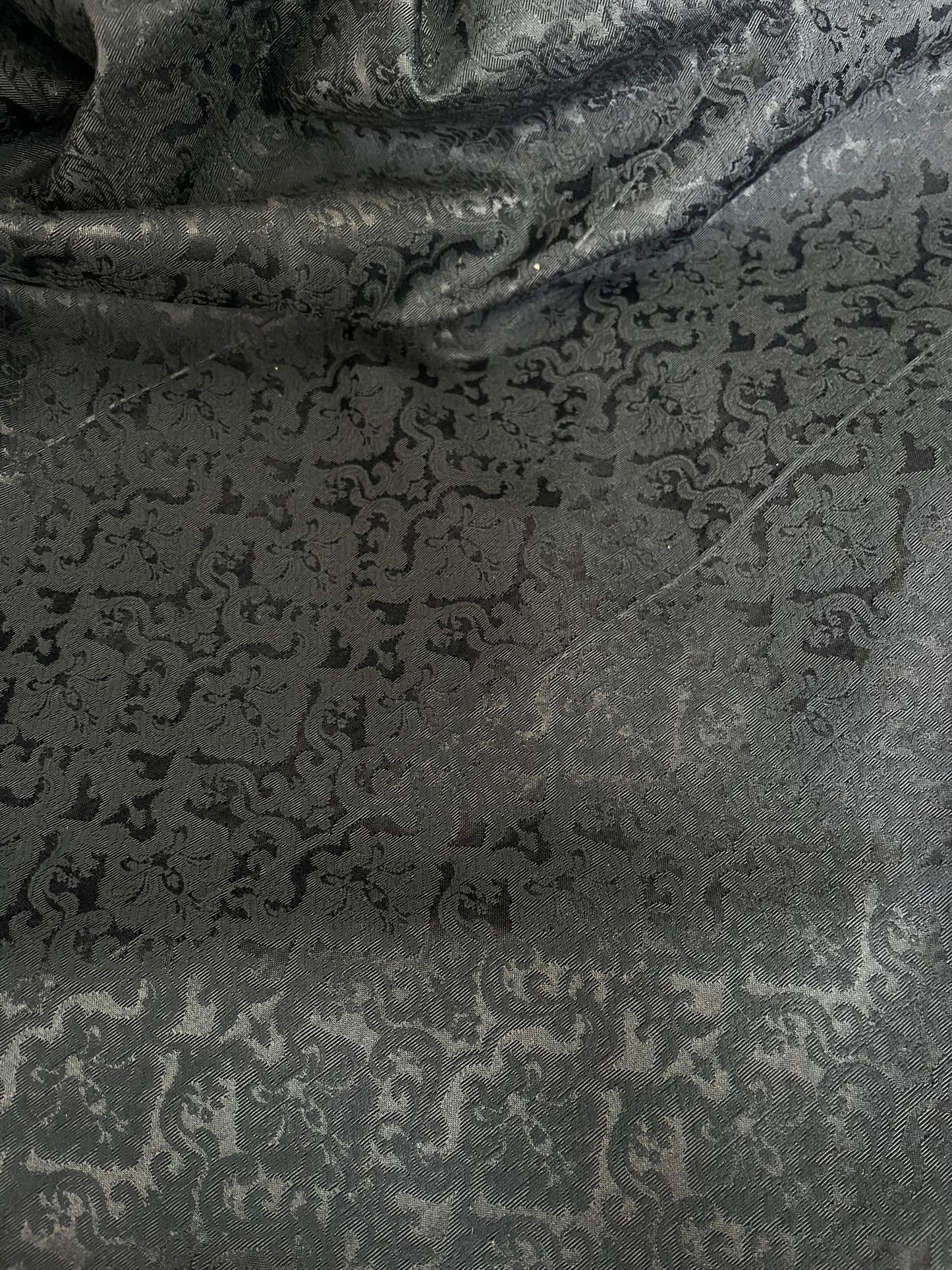 Jacquard Cotton - Black Damask Floral