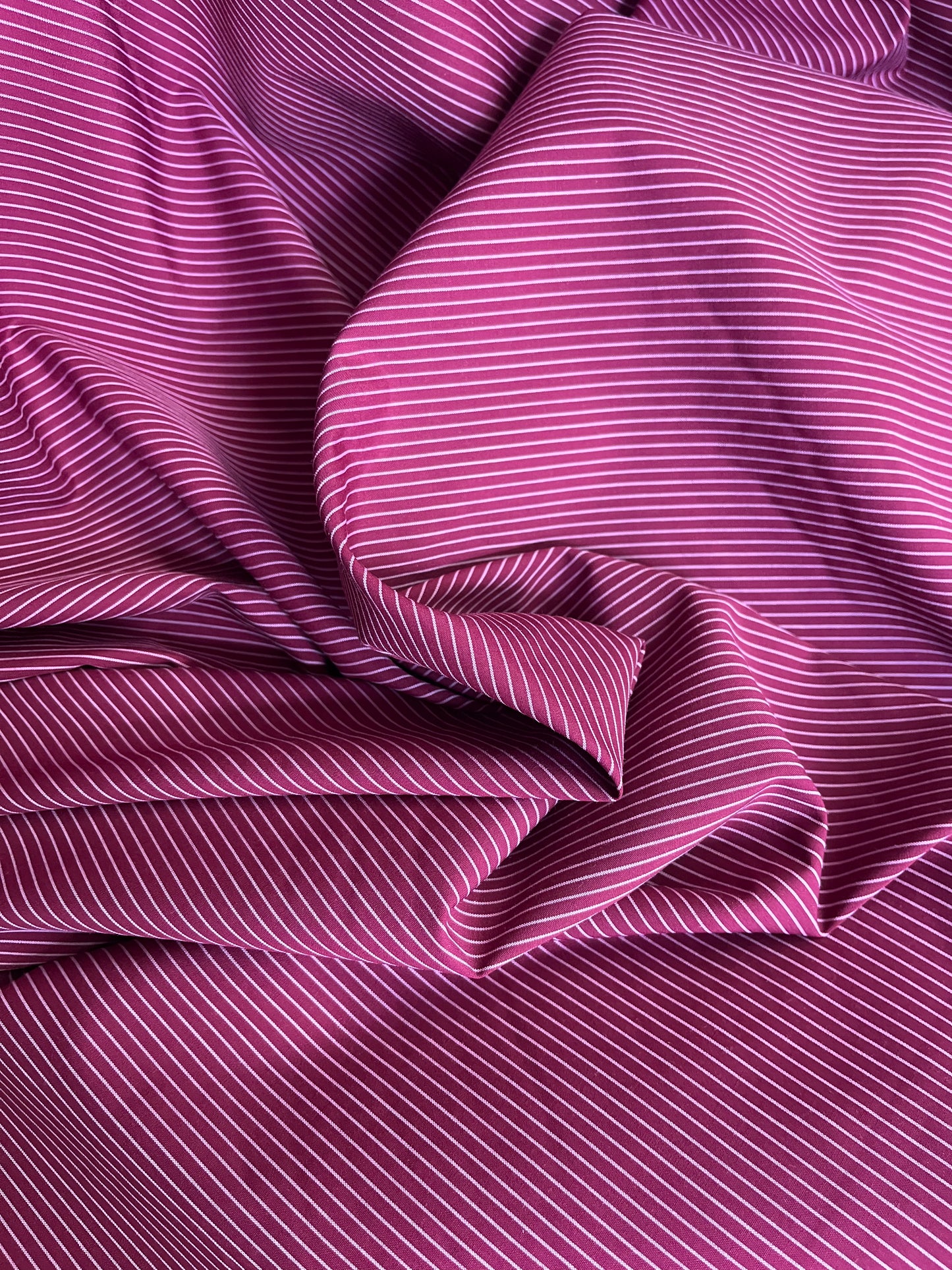 Striped Cotton Shirting - Raspberry & Pink