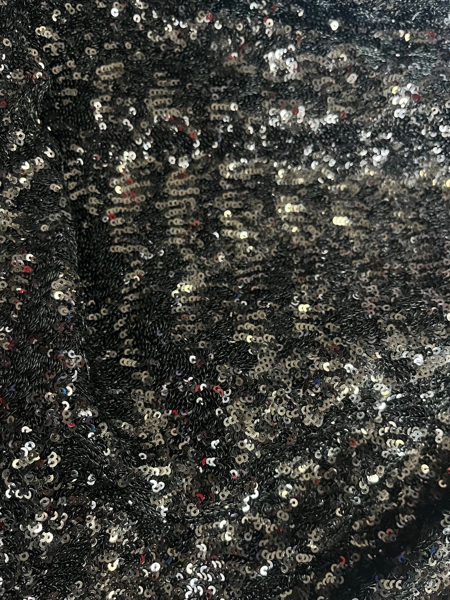 Italian Sequin Stretch Mesh - Jet Black