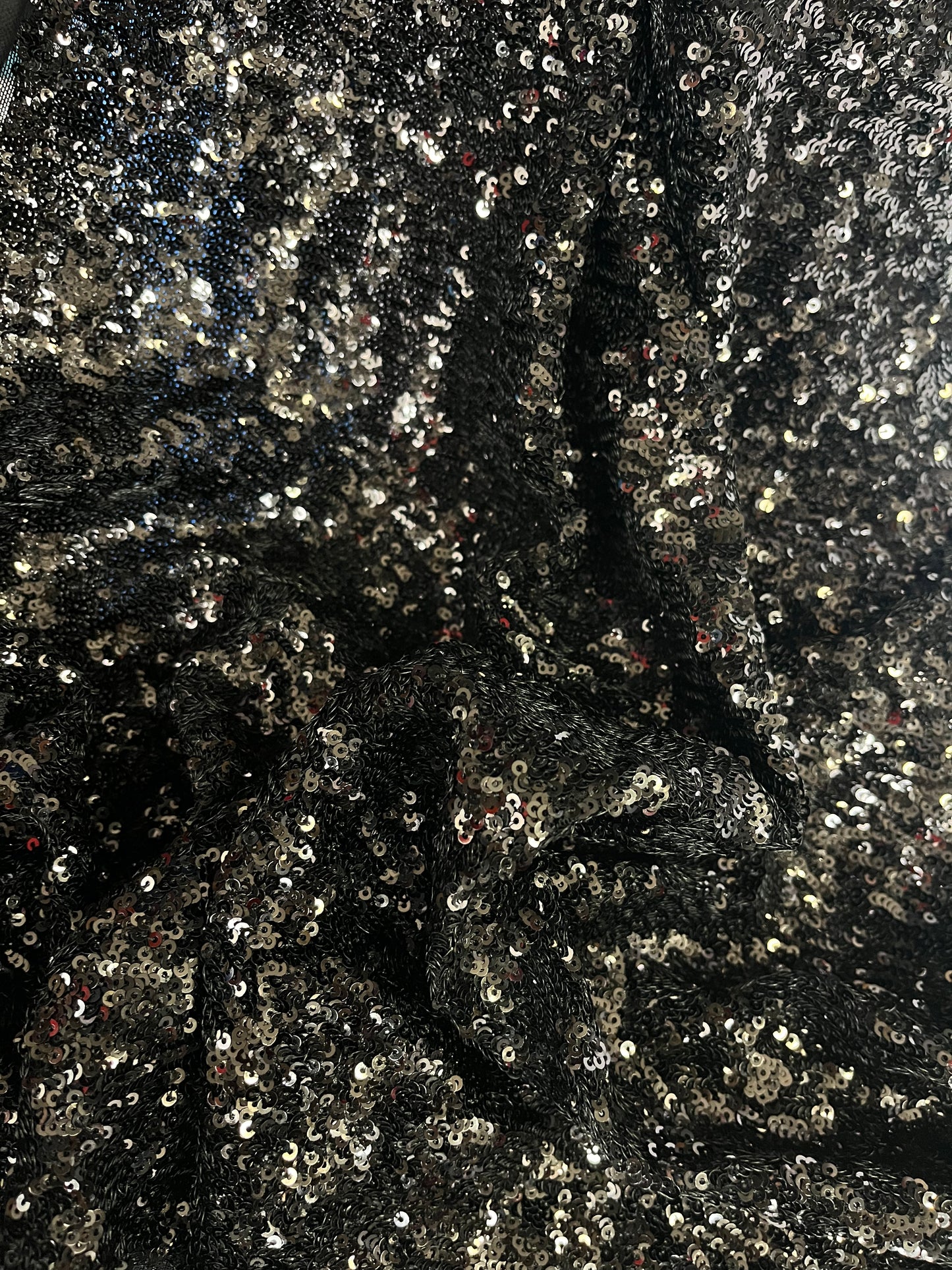 Italian Sequin Stretch Mesh - Jet Black