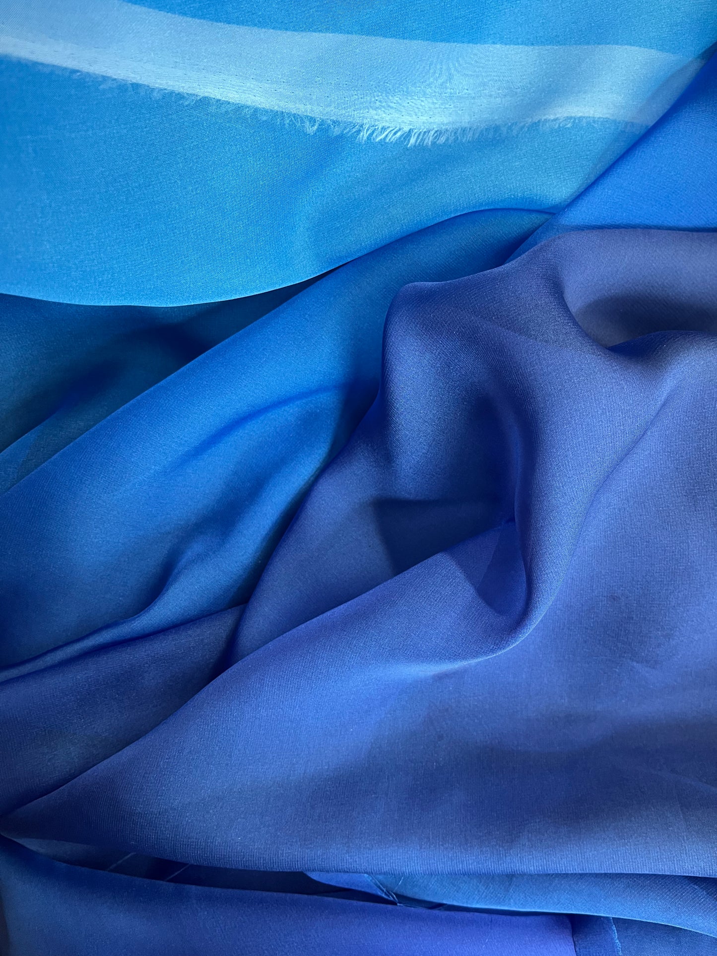 Ombre Italian Poly Chiffon - Dark Blue & Cobalt Blue