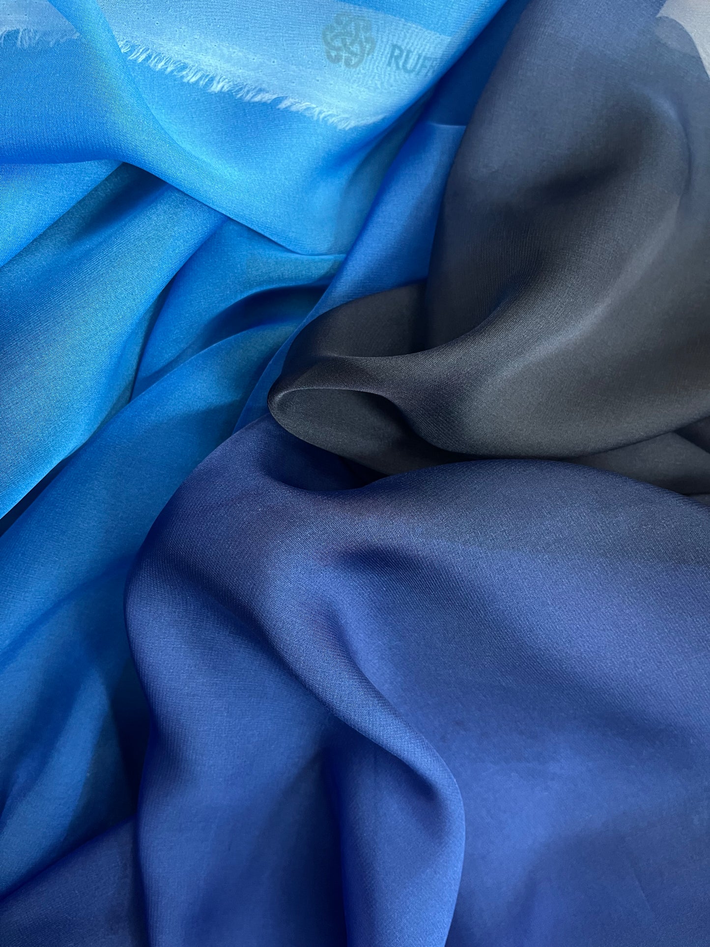 Ombre Italian Poly Chiffon - Dark Blue & Cobalt Blue