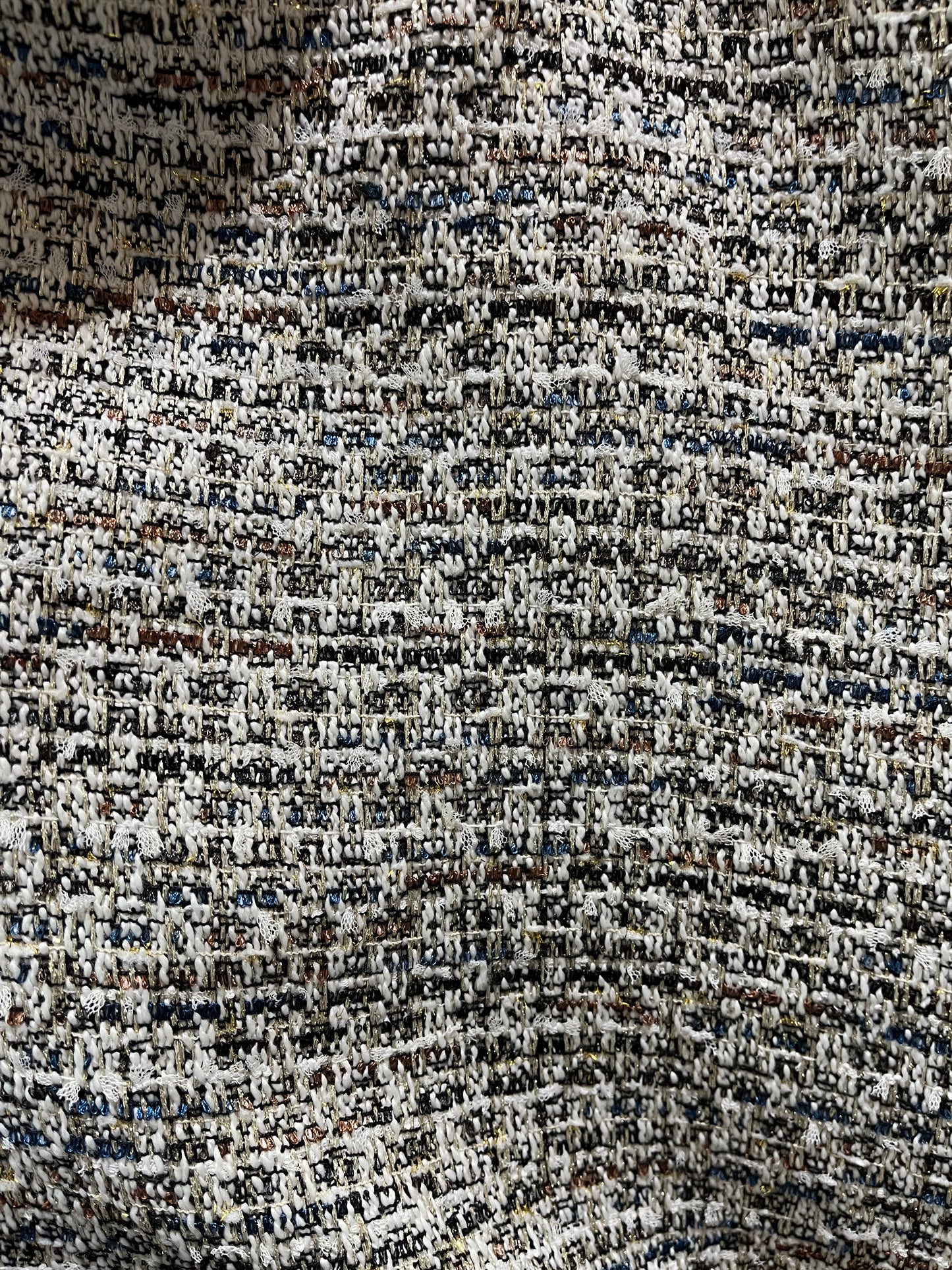 Poly Rayon Woven Boucle - Off-White, Black, Blue, Copper & Gold Lurex