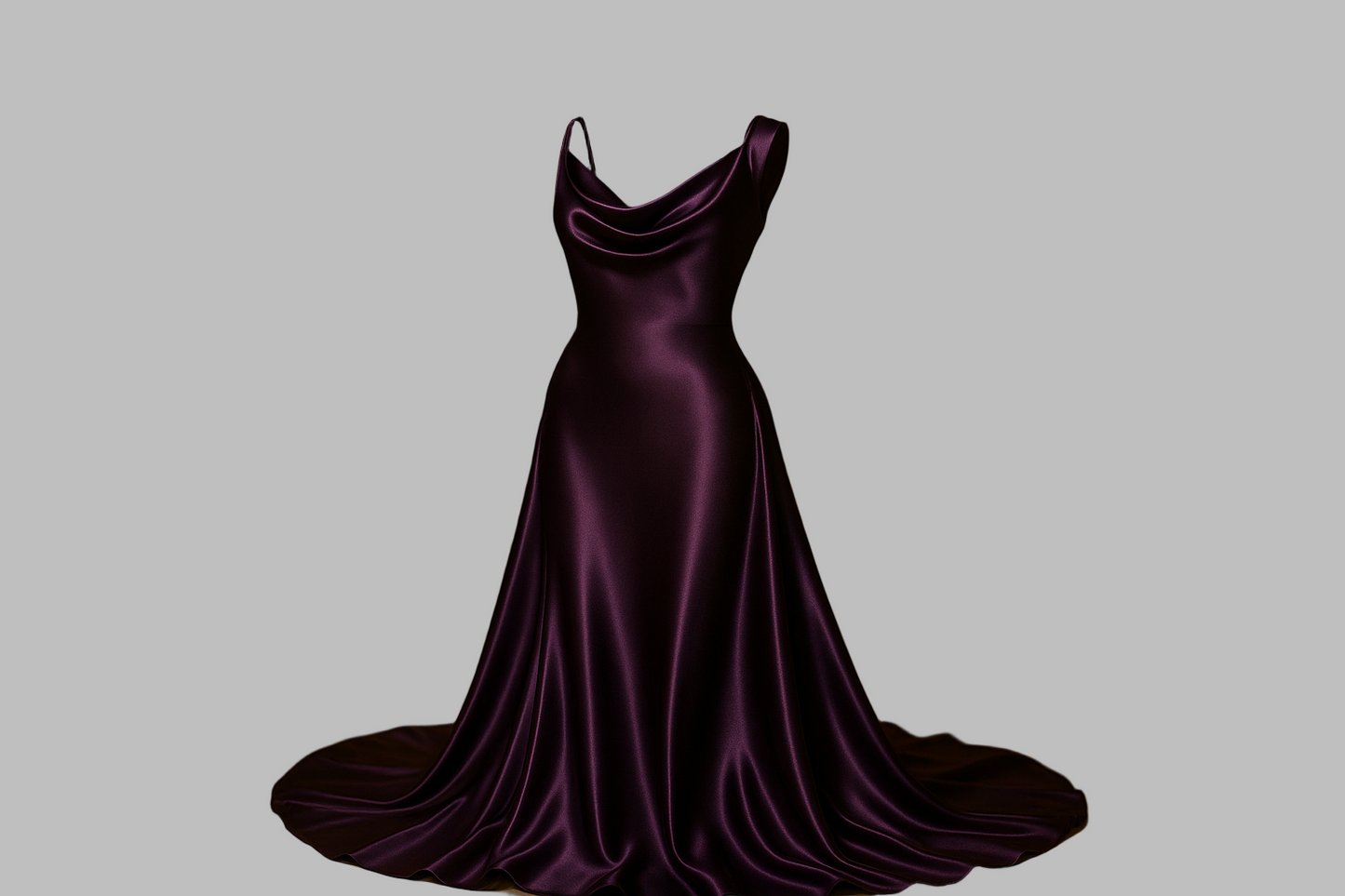 a fancy dress with party room in background with Silk Charmeuse Wide - dark purple- 19mm Designer