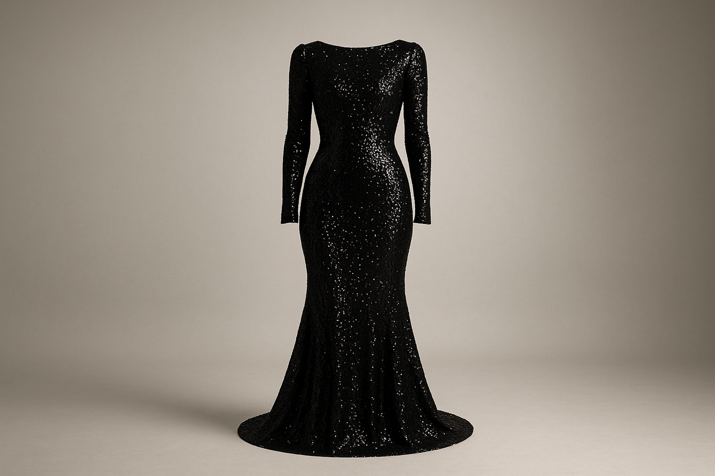 a fantastic evening dress with Italian Sequin Stretch Mesh - Jet Black
