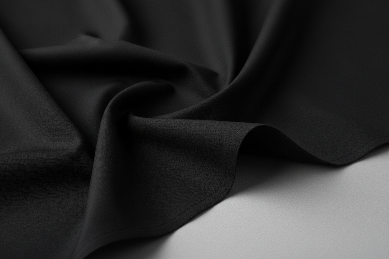 a lovely detailed Cotton Shirting - Jet Black in light background
