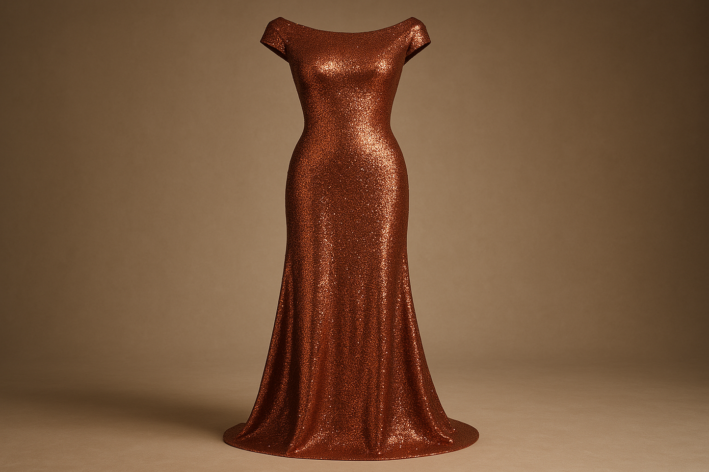 a lovely evening dress with Italian Sequin Stretch Mesh - copper color