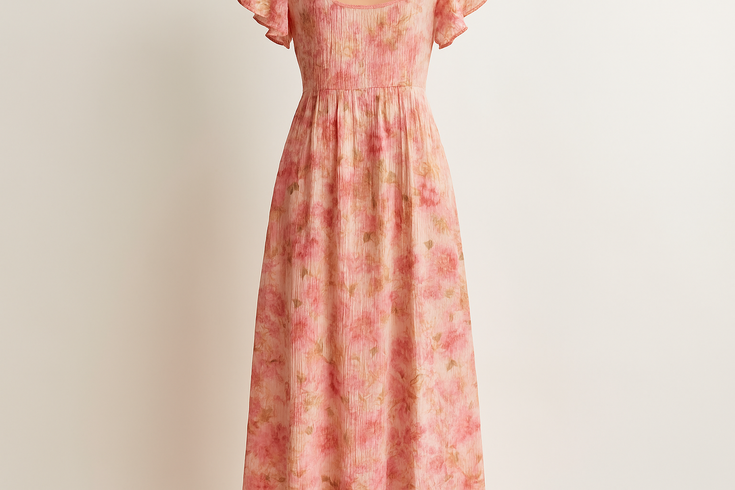 a lovely long summer dress for Crinkled Linen & Rayon - Pink Multicolor Floral