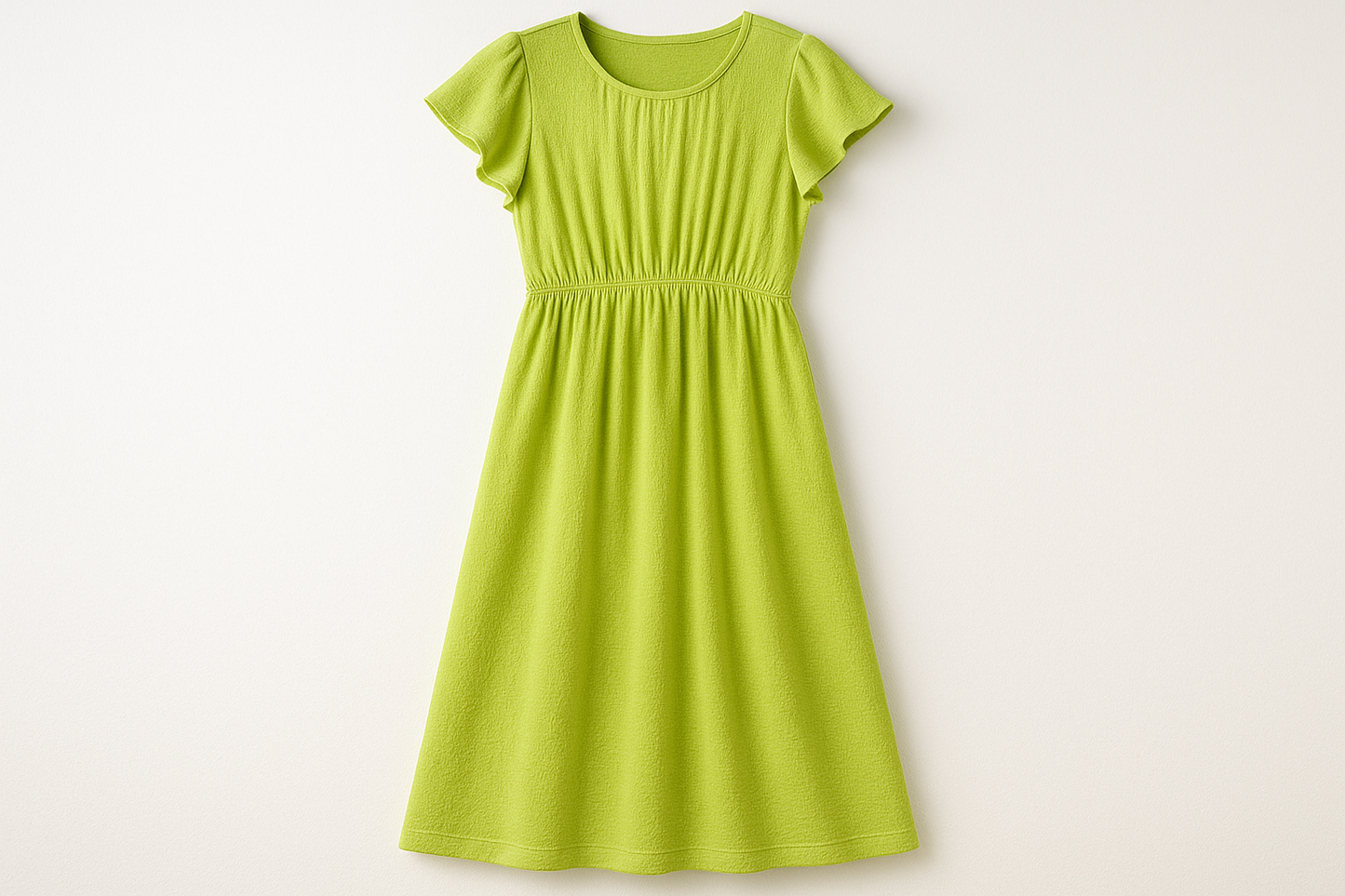 a lovely long summer dress with detail for Double Knit Cotton - Lime Green PMS # 13-0535