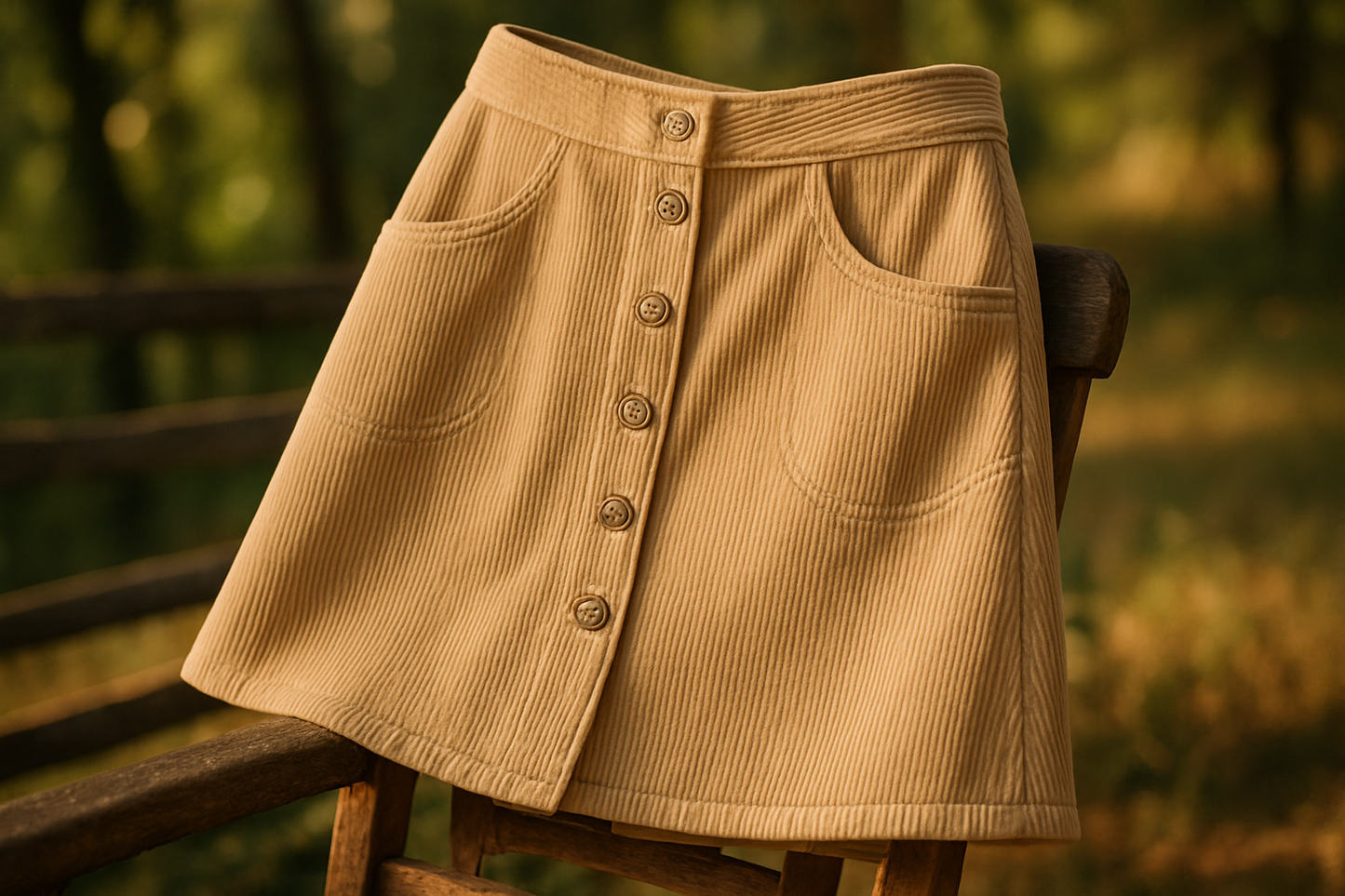 a lovely skirt with detail in outdoor for Biege 100% Cotton Corduroy -