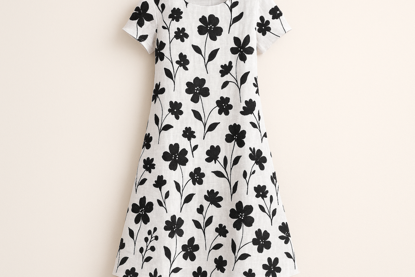 a lovely summer dress for Modern Floral Printed Linen - Black & White
