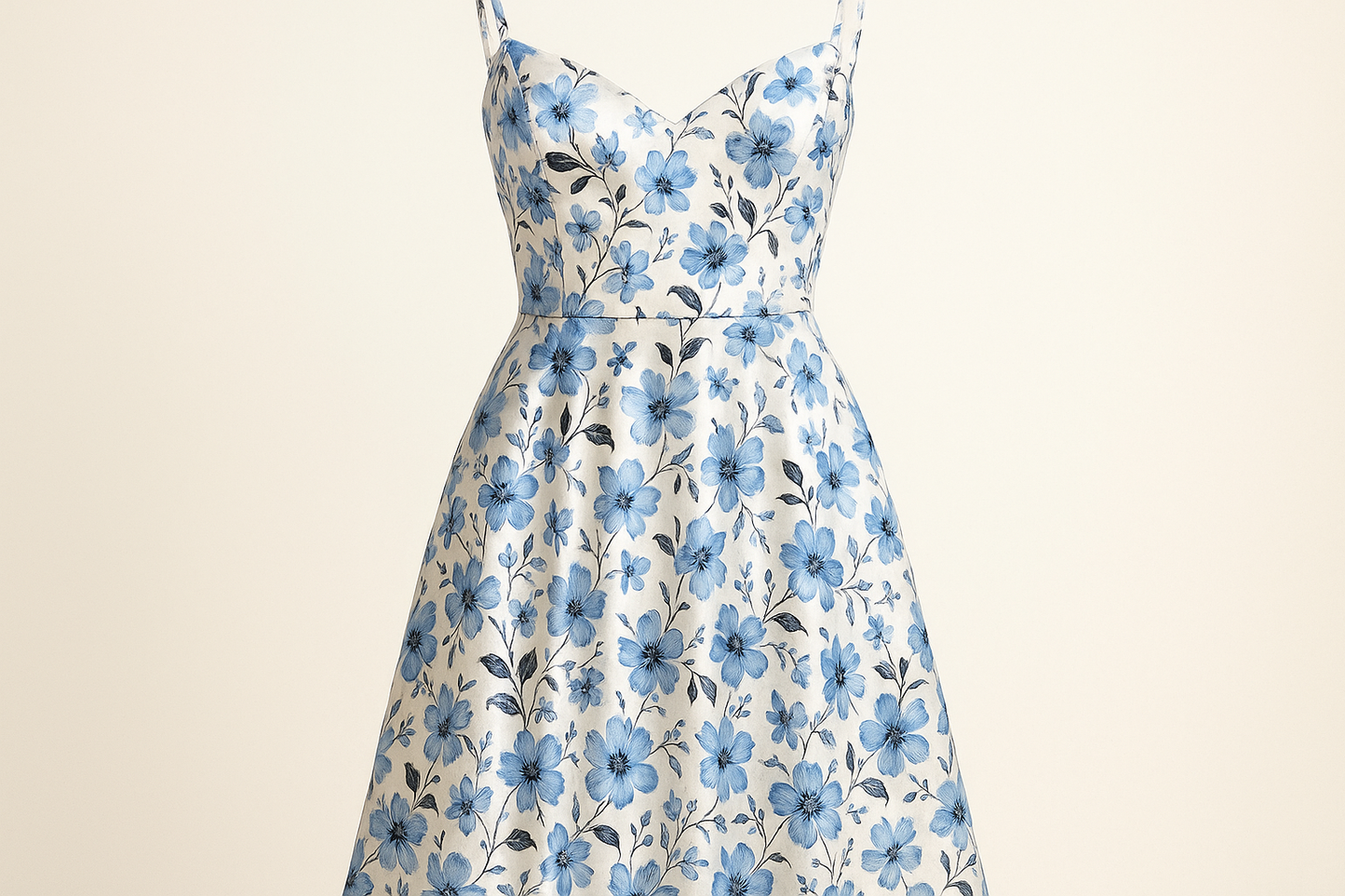 a lovely summer dress with Floral Print Cotton Calico Satin Finish - Blue, Black & White