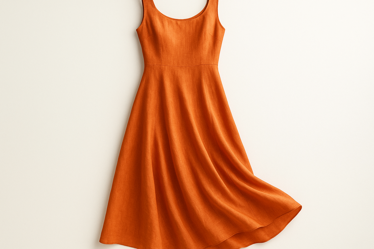 a sexy dress for linen rayon with good drape for summer in color Orange