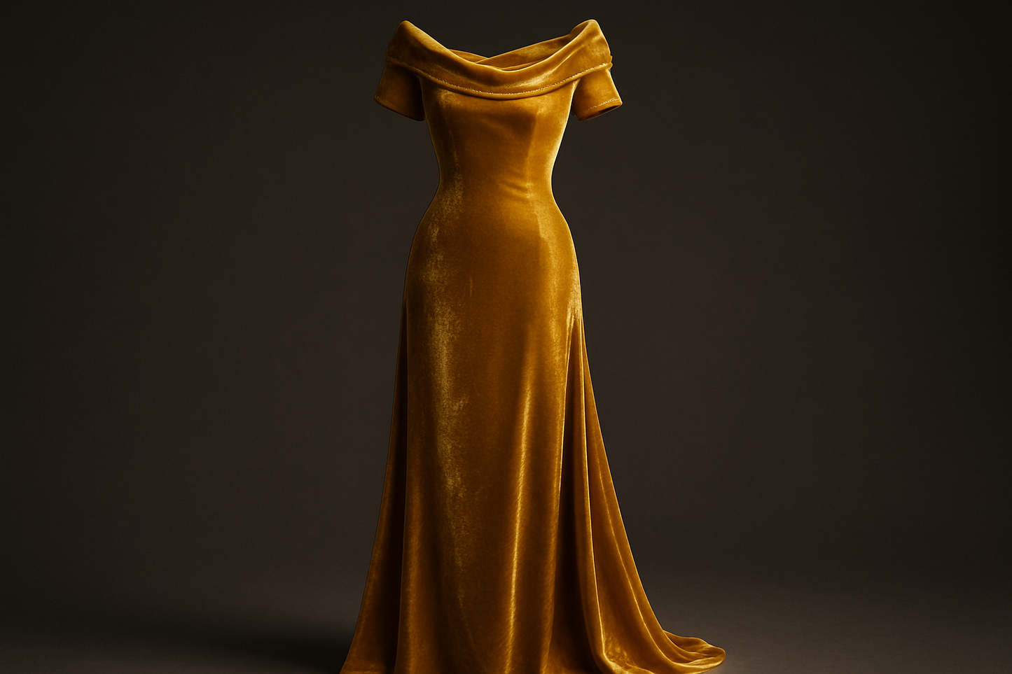 a very nice dress for evening with Italian Silk Velvet - Gold