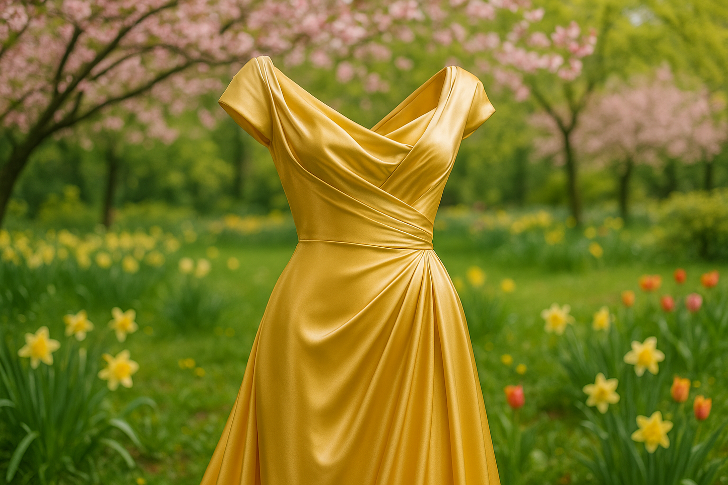 fancy dress with detail on spring background Silk Charmeuse - Honey Yellow - 19mm Designer