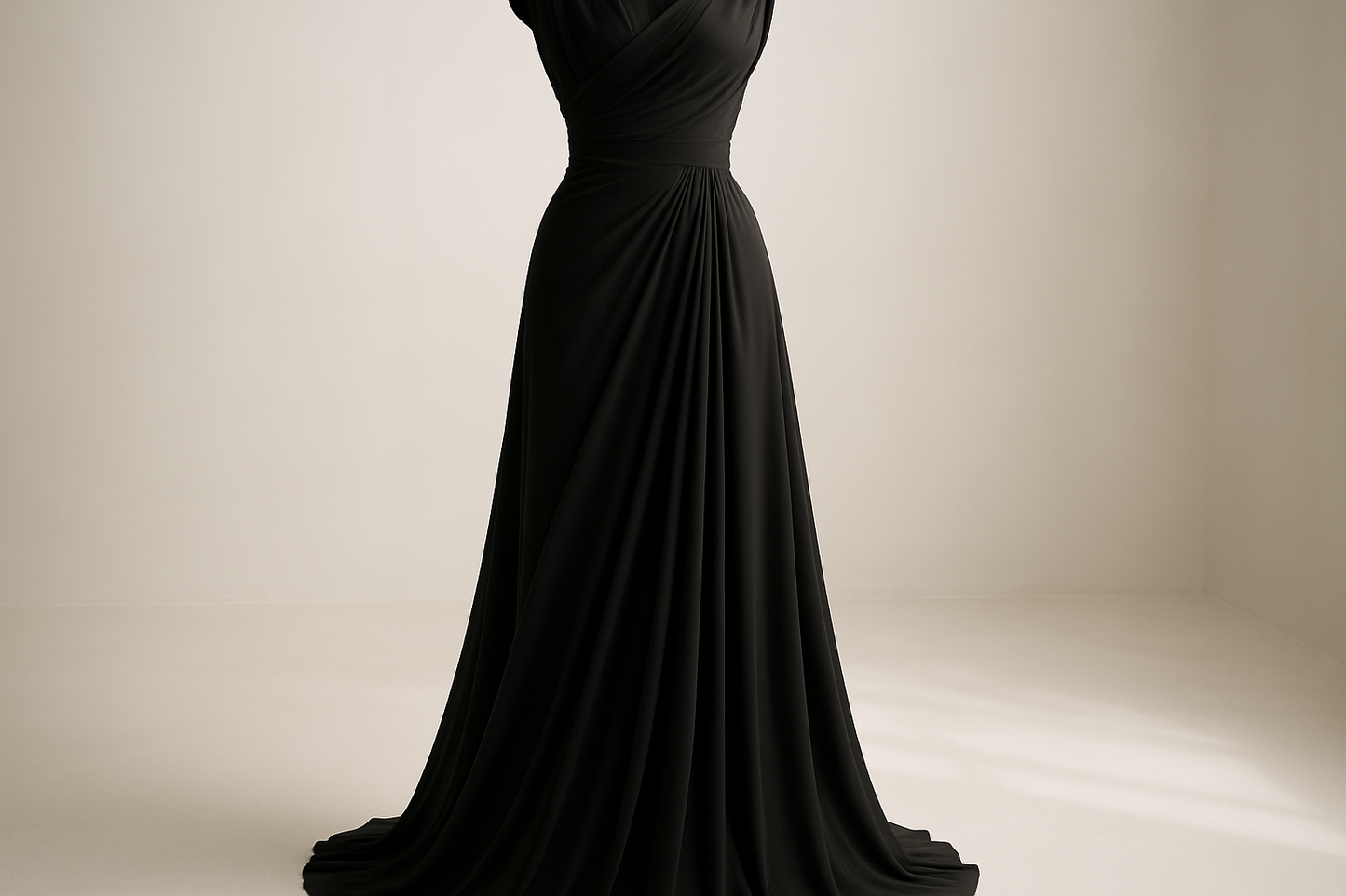 fancy dress with light background fancy with Stretch Silk Georgette - Jet Black