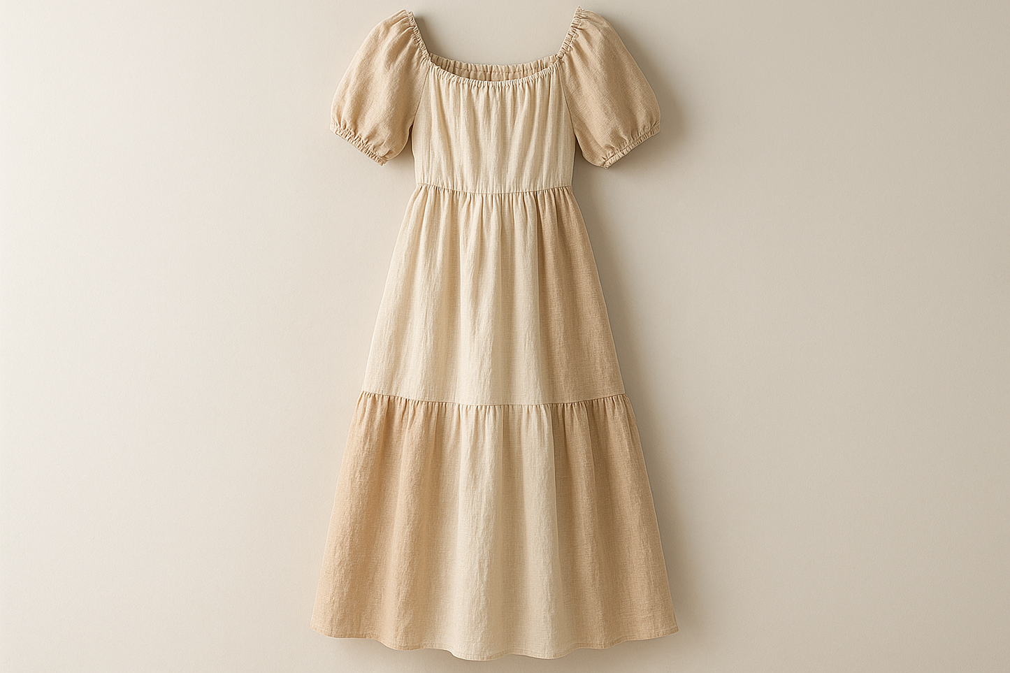 fantastic long summer dress with Textured Cotton & Linen Blend - Beige & Warm White