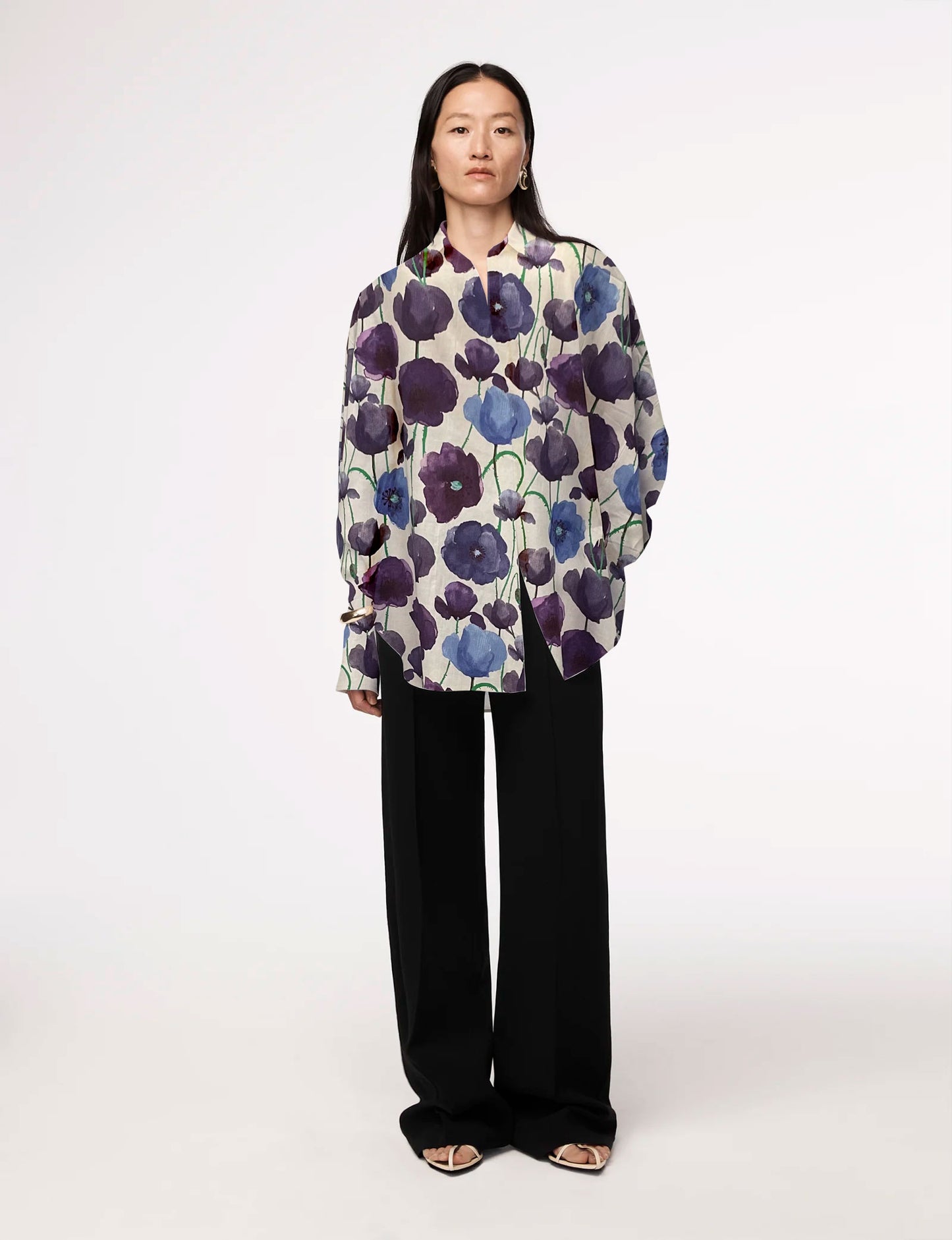 Floral Print Lightweight Cotton - White / Blue/ Purple