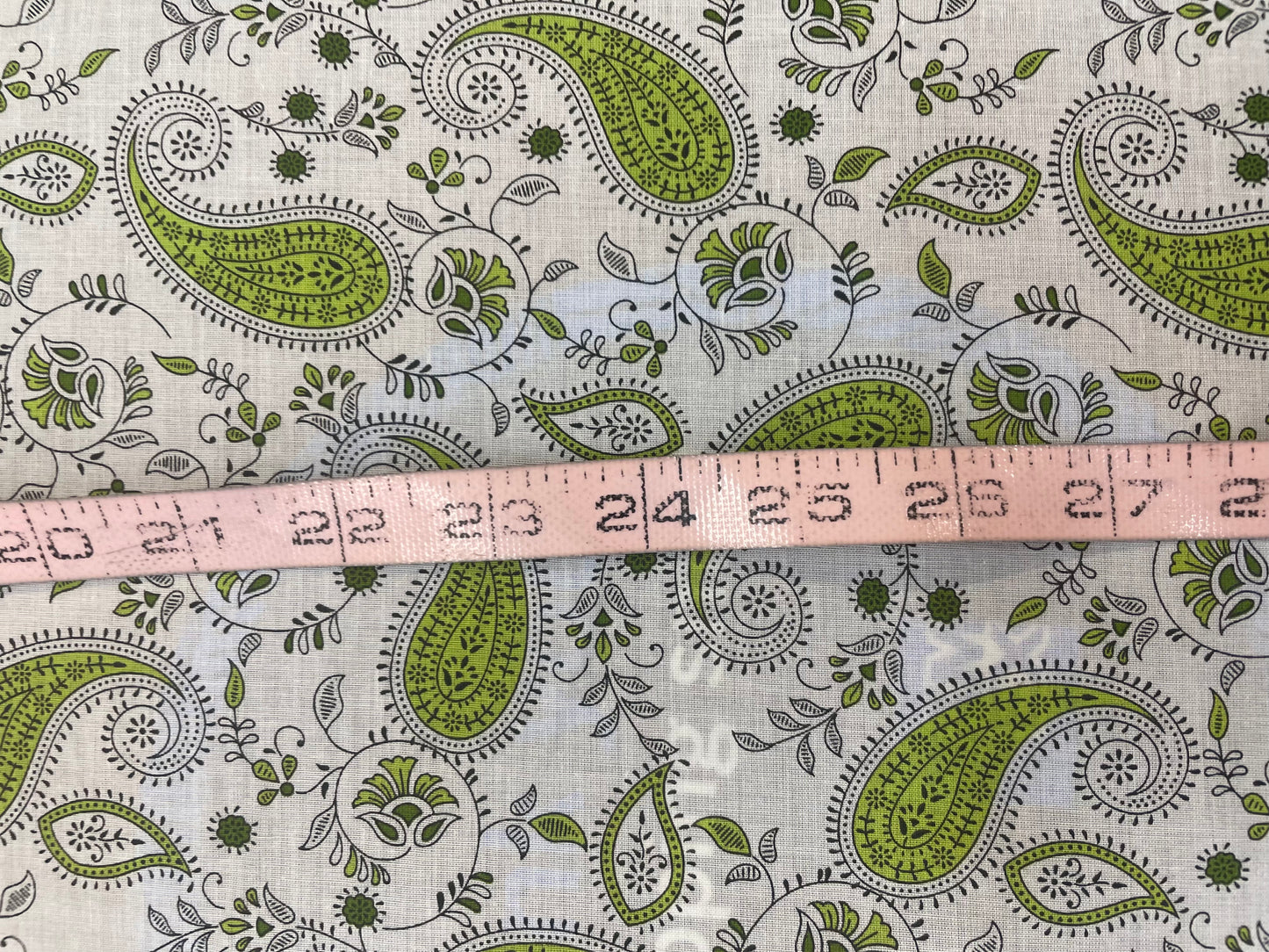 Paisley Printed Lightweight Cotton - Green & White