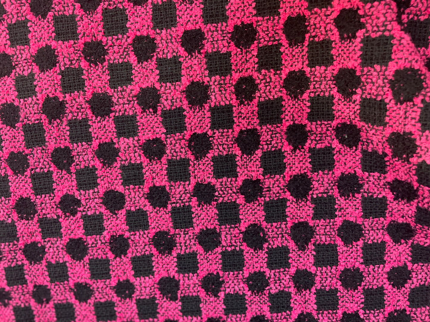 Double Sided Designer Boucle - Hot Pink / Black