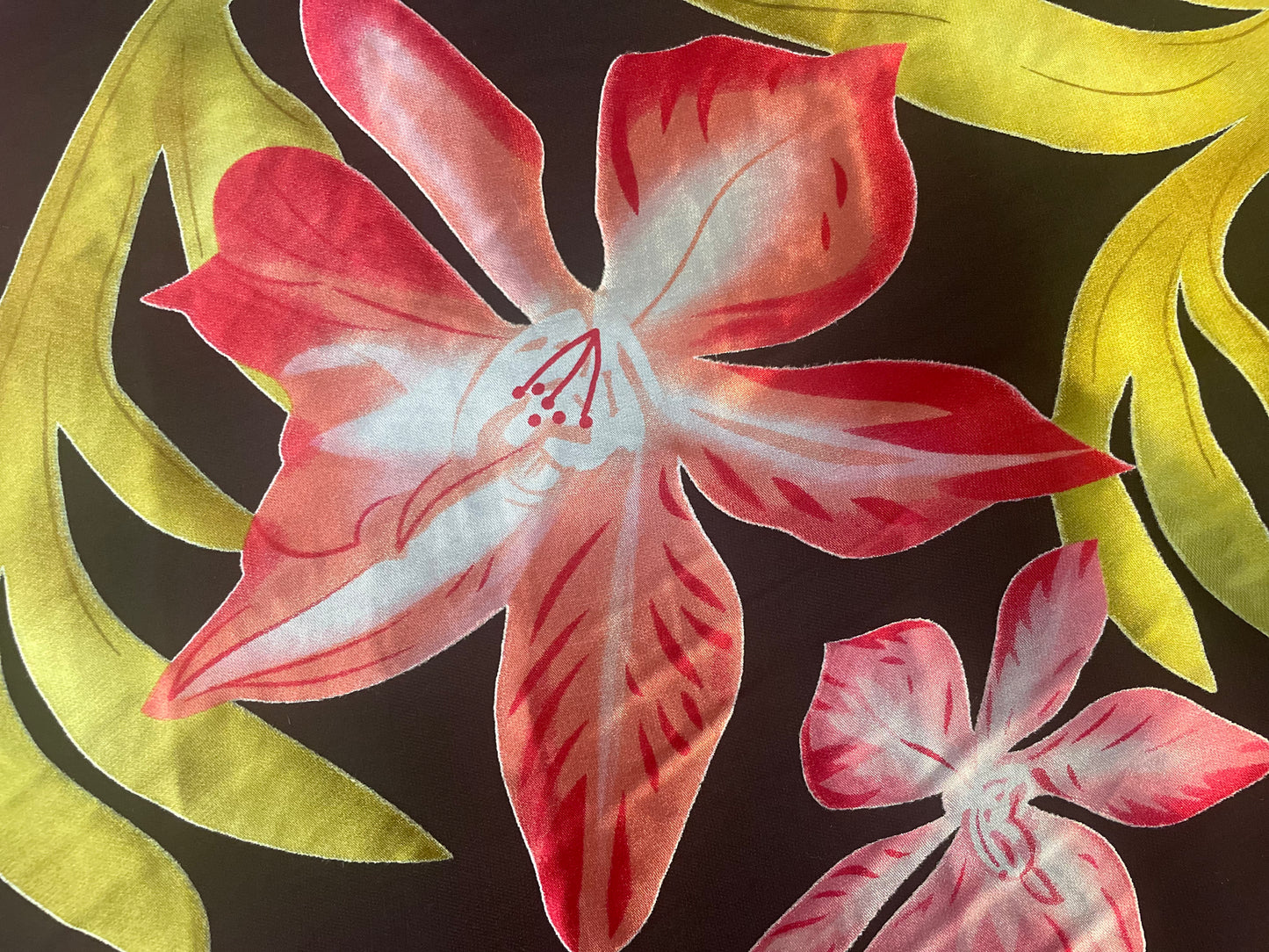 Flower Print Silk Burnout - Black/Pink/Green