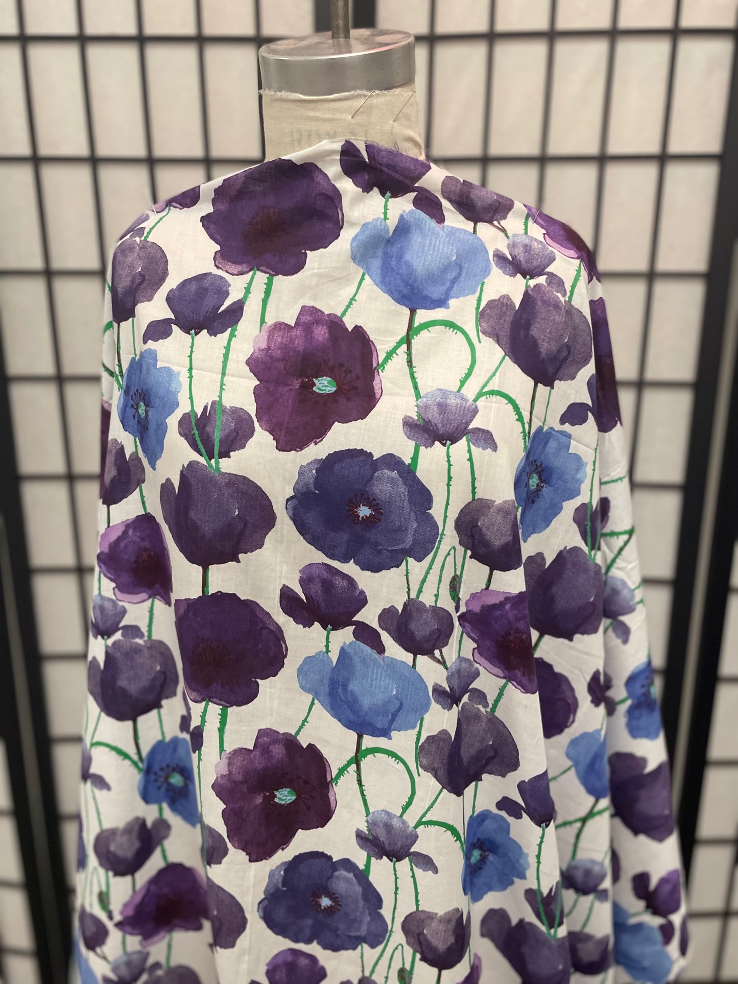 Floral Print Lightweight Cotton - White / Blue/ Purple