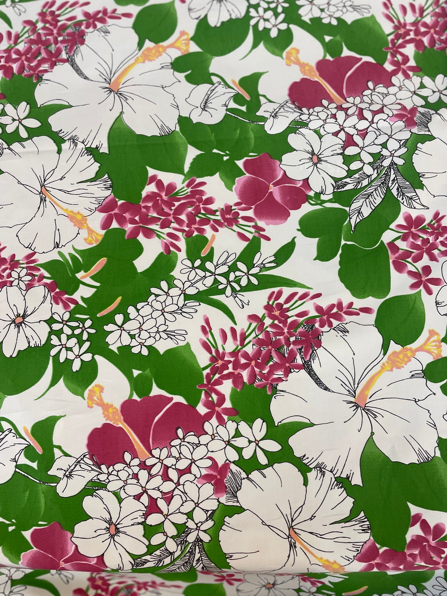 Italian Floral Orchids Cotton Satin