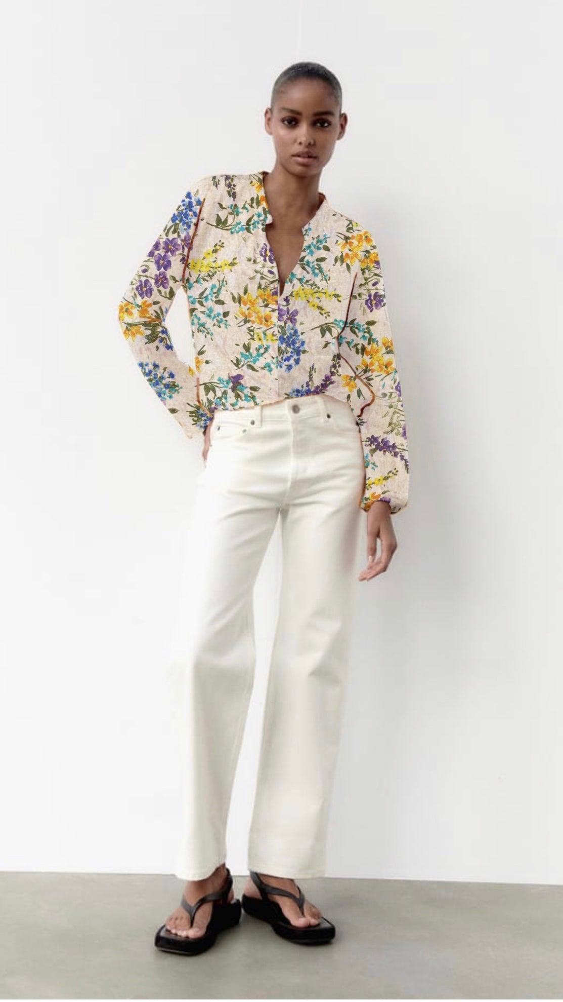 Floral Linen Rayon: Multicolor