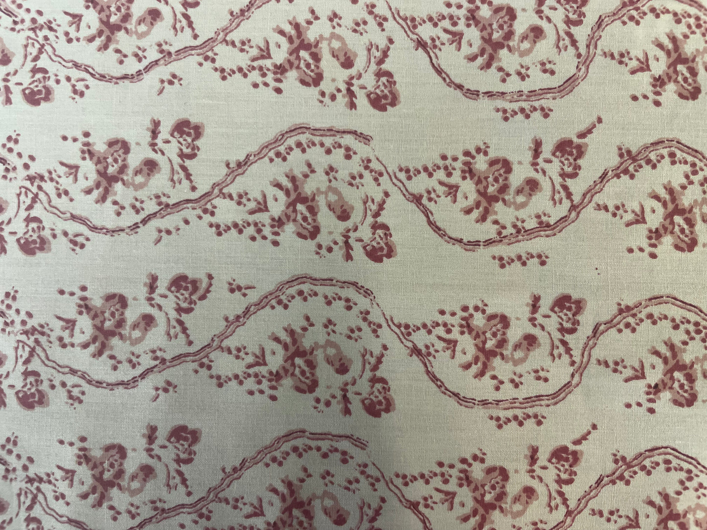 Italian Floral Print Giza Cotton - Cream and Maroon
