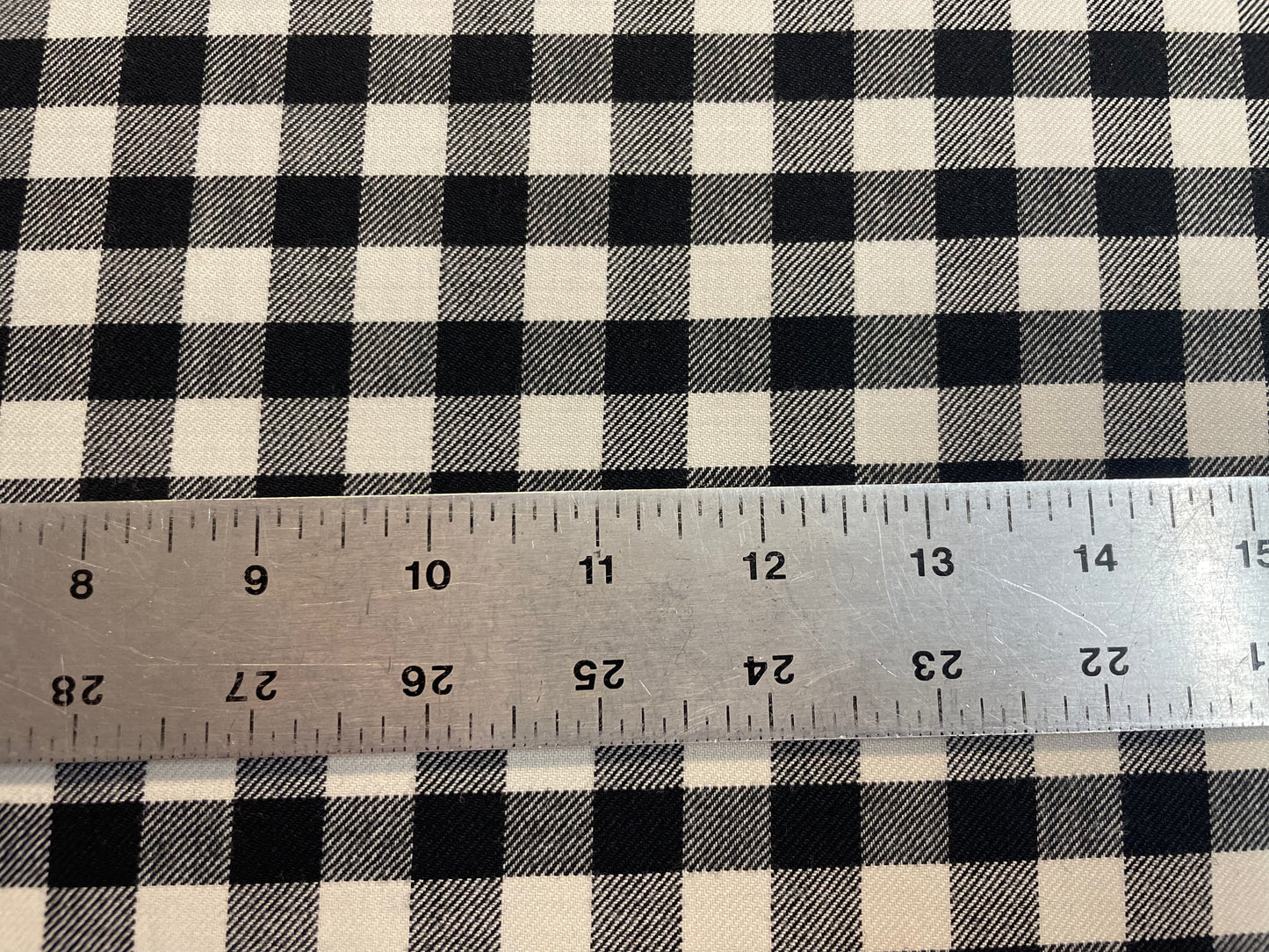 Fused Designer Fine Textured Wool Blend - Black and White Plaid