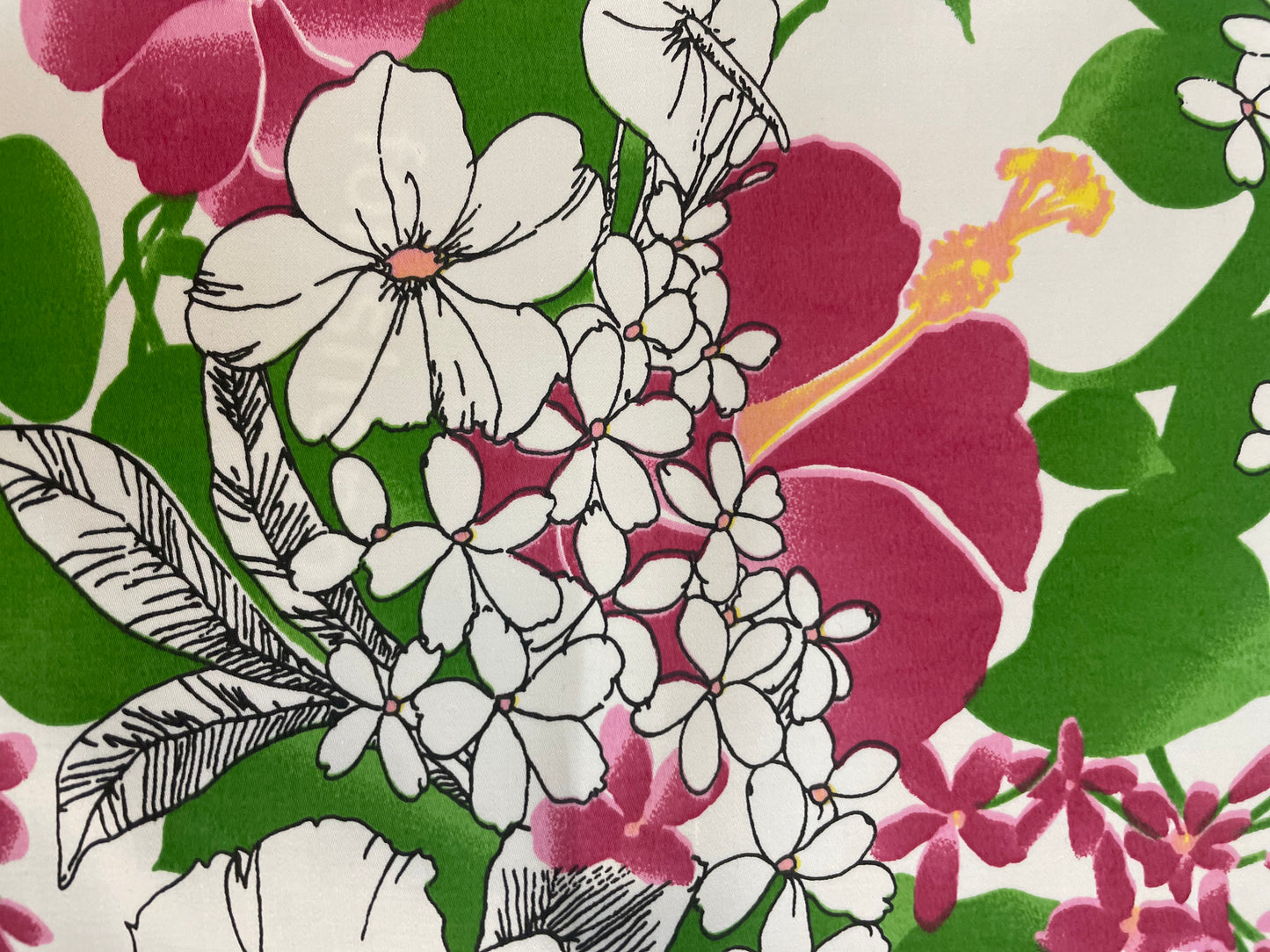 Italian Floral Orchids Cotton Satin