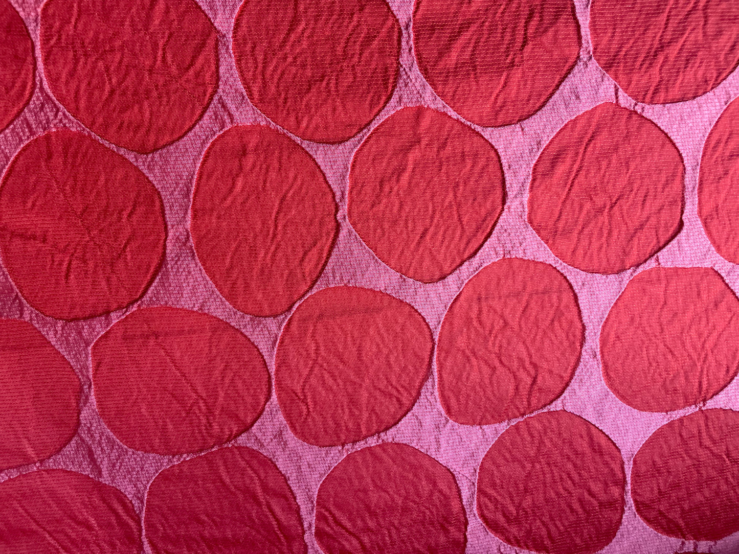 Italian Circles Textured Patterned Rayon Crepe - Red/ Pink