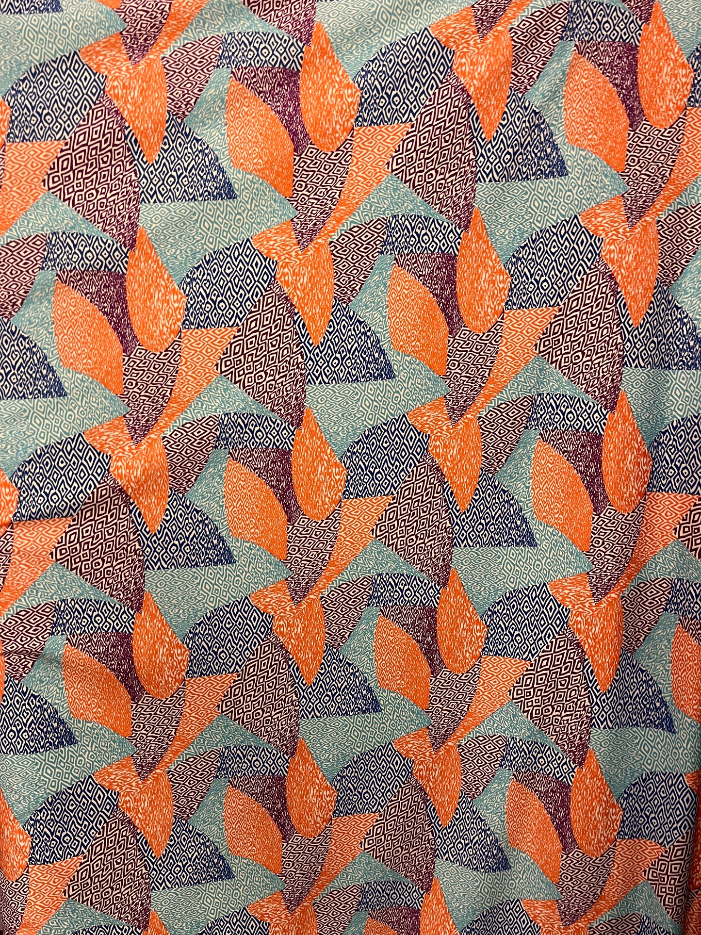 Blue Purple & Orange Geometric Patterned Print Spandex