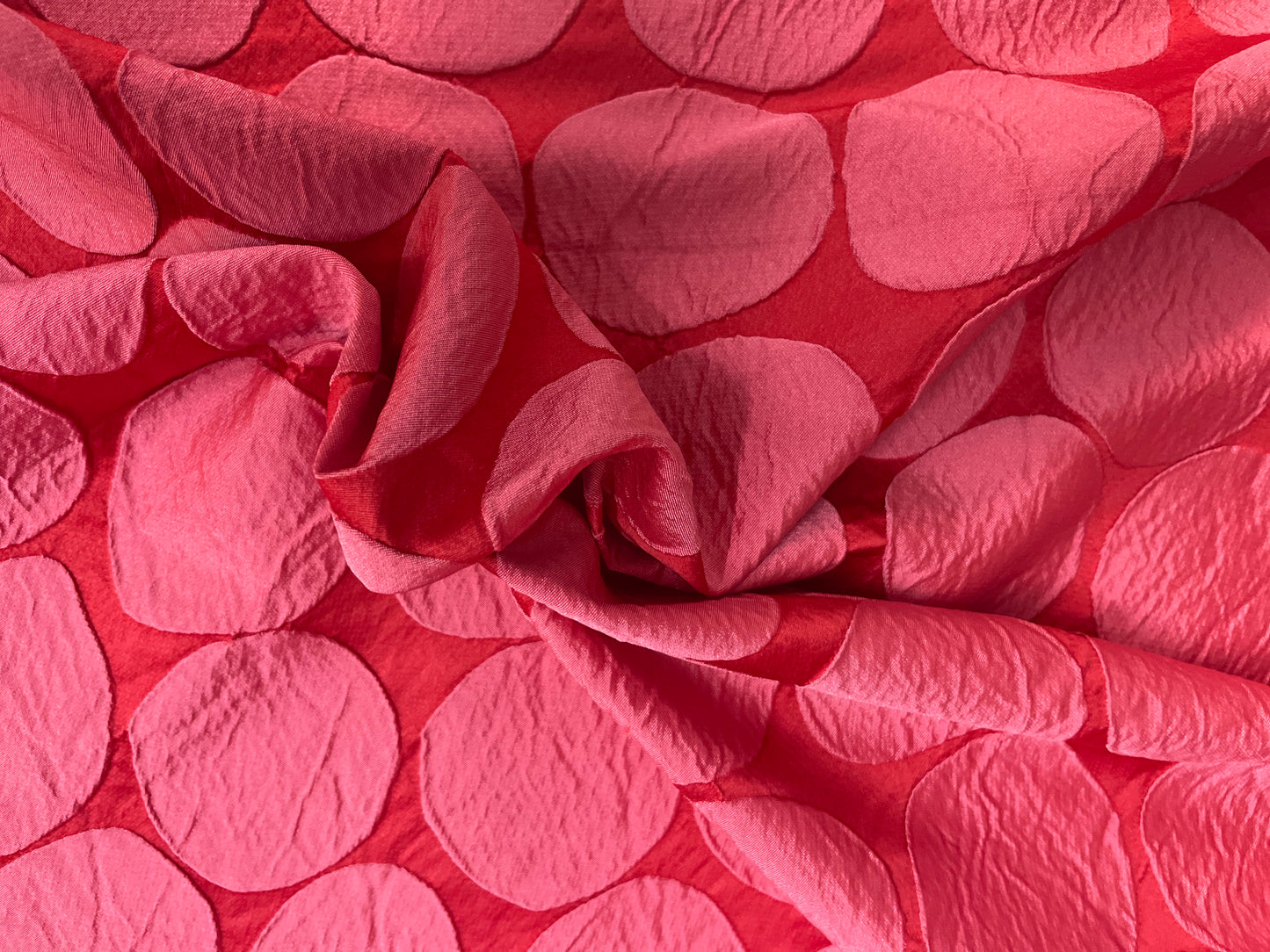 Italian Circles Textured Patterned Rayon Crepe - Red/ Pink