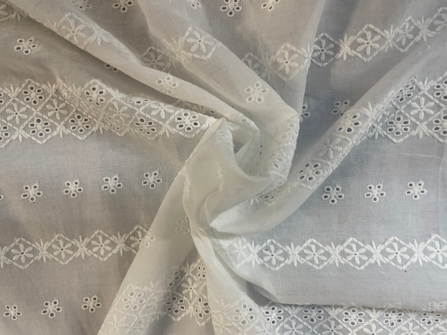 Eyelet Embroidered Cotton Voile - White