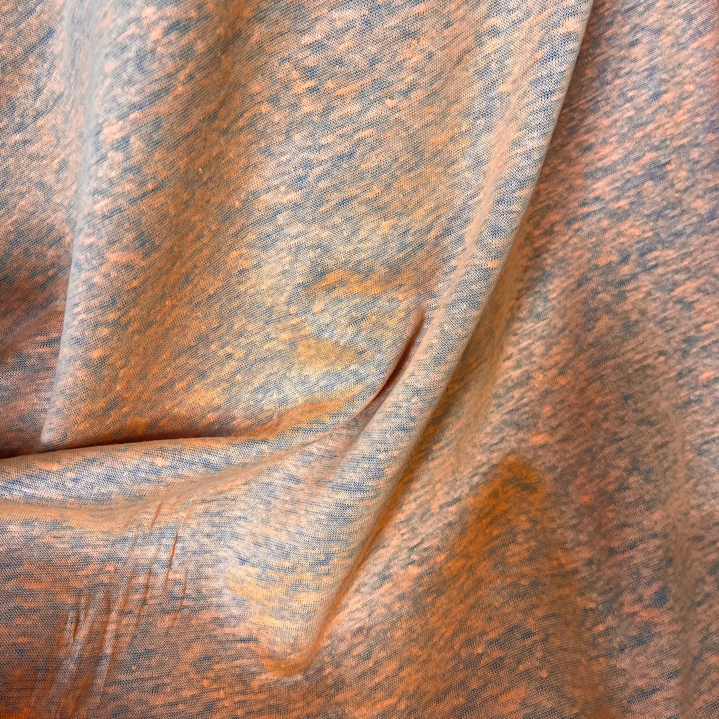 Italian Double Face Linen Jersey - Denim Blue & Orange
